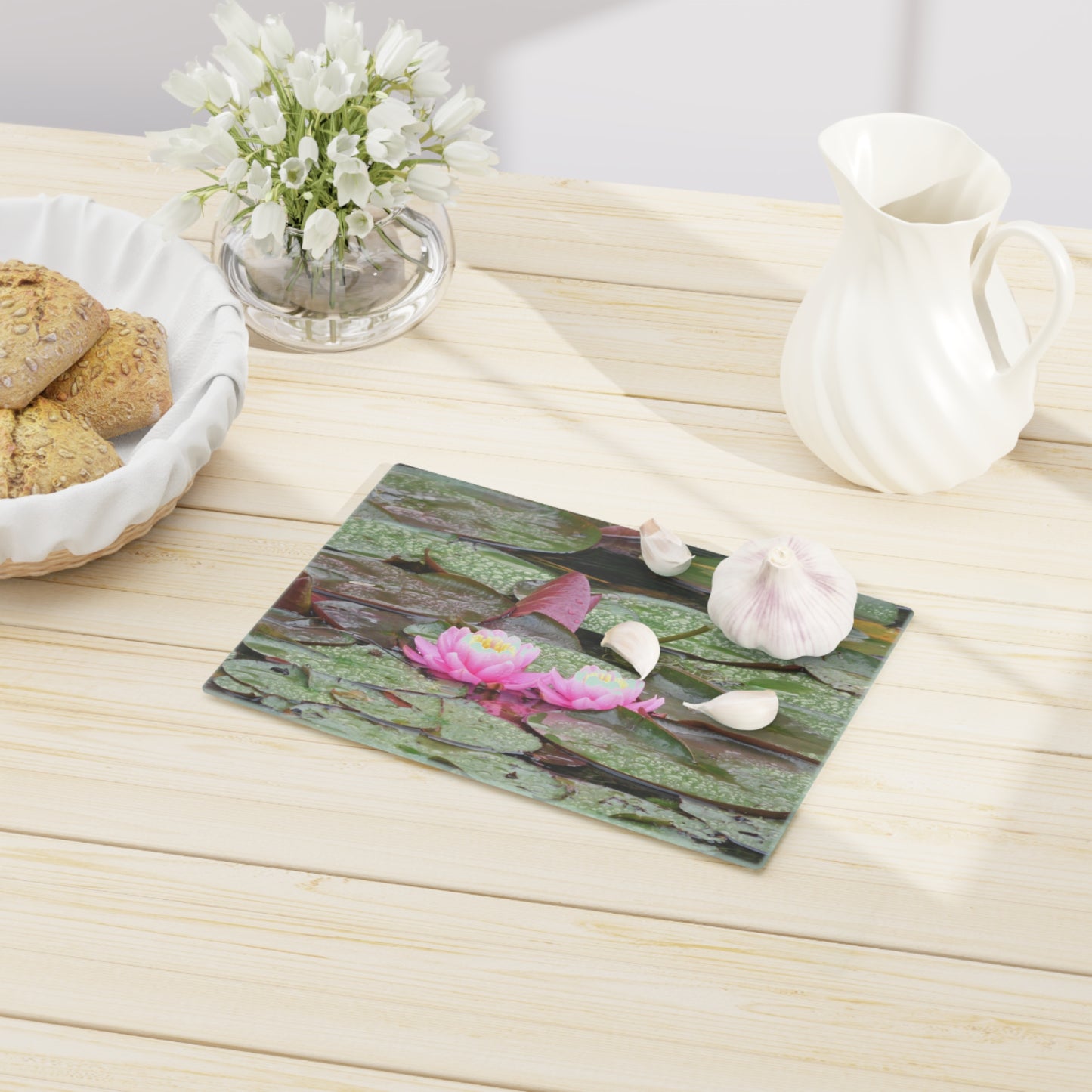 Water Lilies Cutting Board Dishwasher Safe