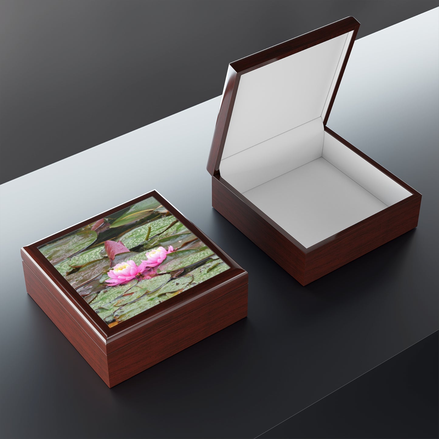 Water Lilies Jewelry Box ~ 7.24"