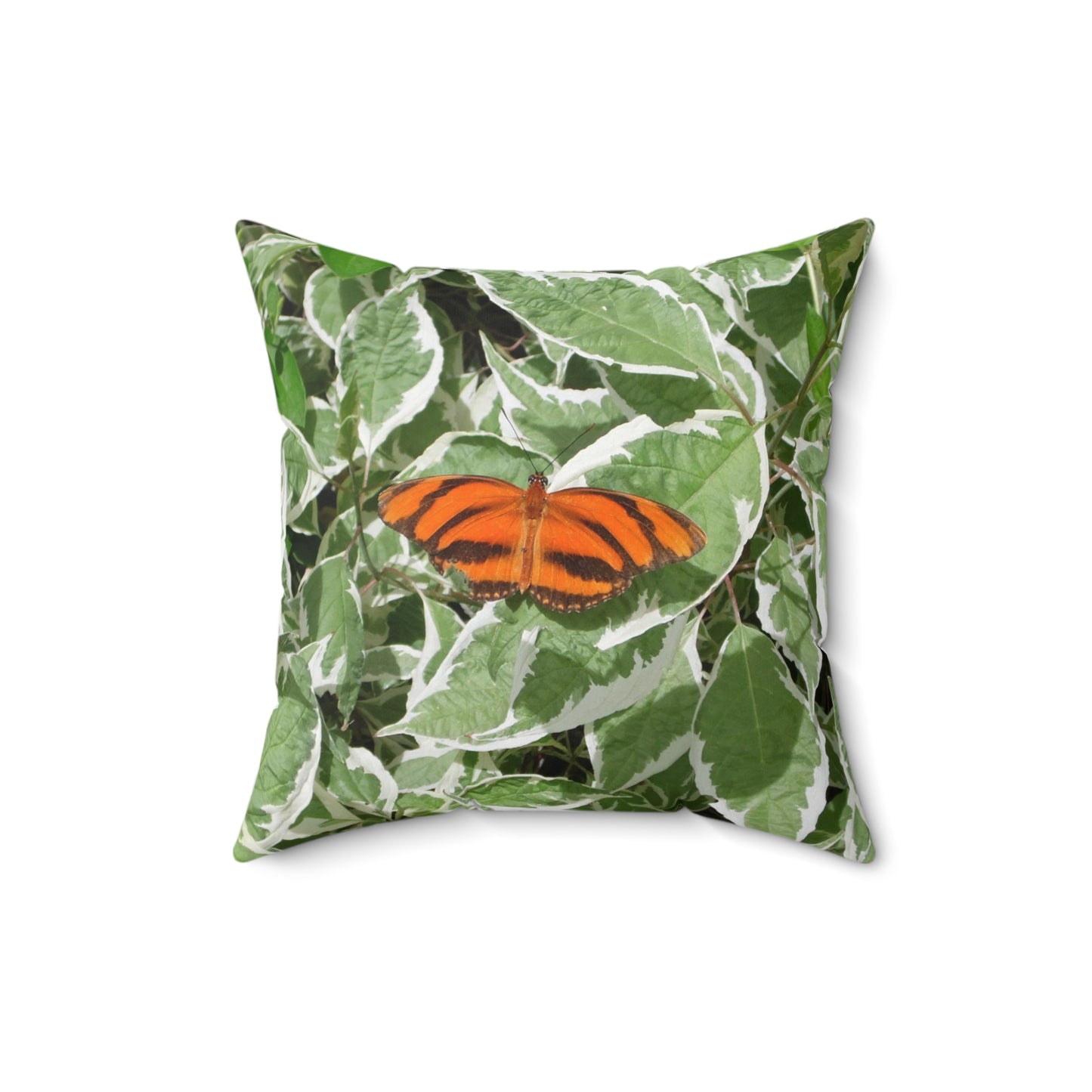 Leaves & Butterfly Spun Polyester Square Pillow