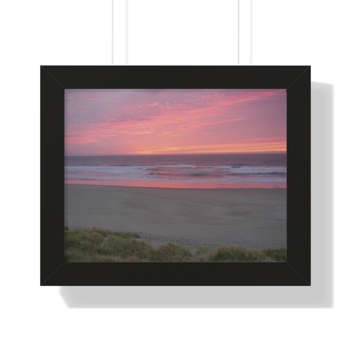 Pink Ocean Sunset Framed Horizontal Poster