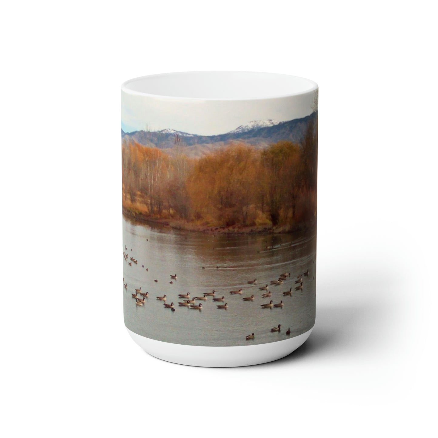 Autumn Pond with Geese Ceramic Mug 15oz