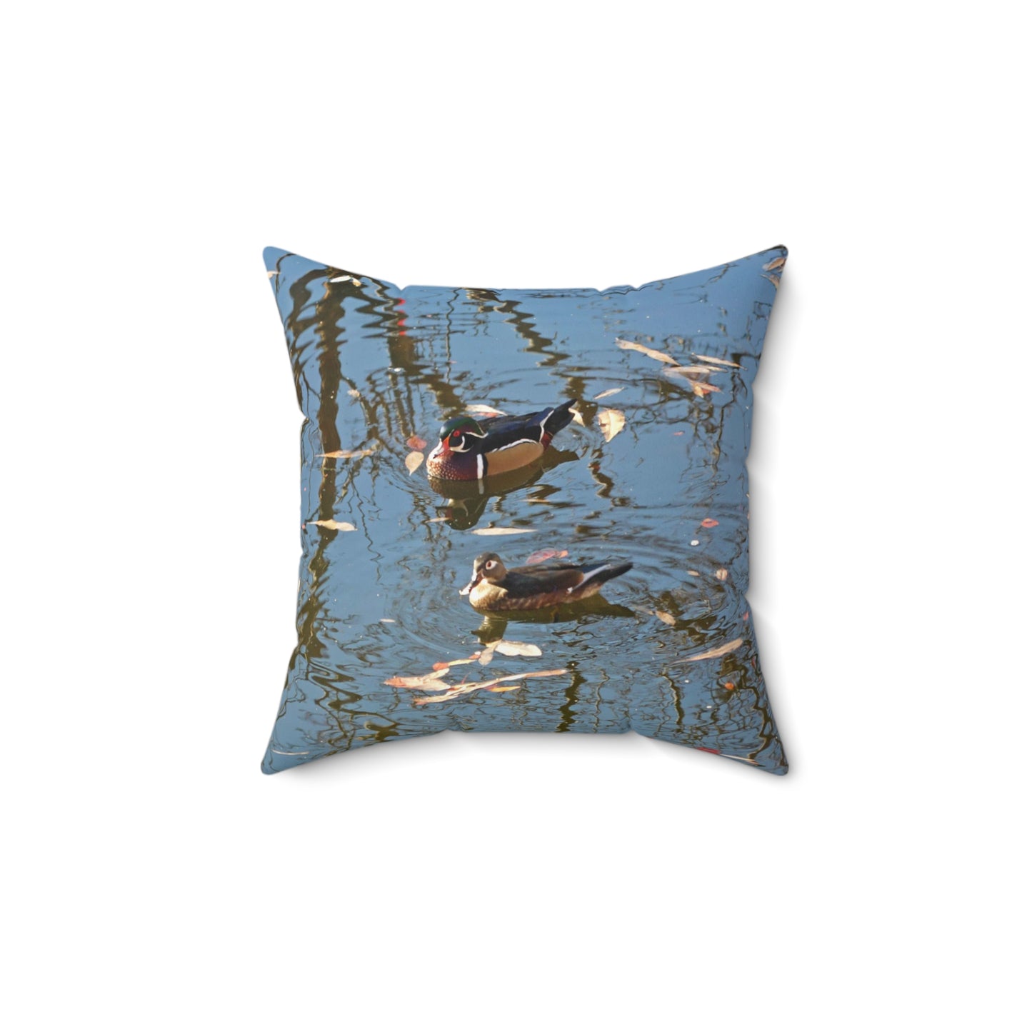 Wood Duck Couple Spun Polyester Square Pillow