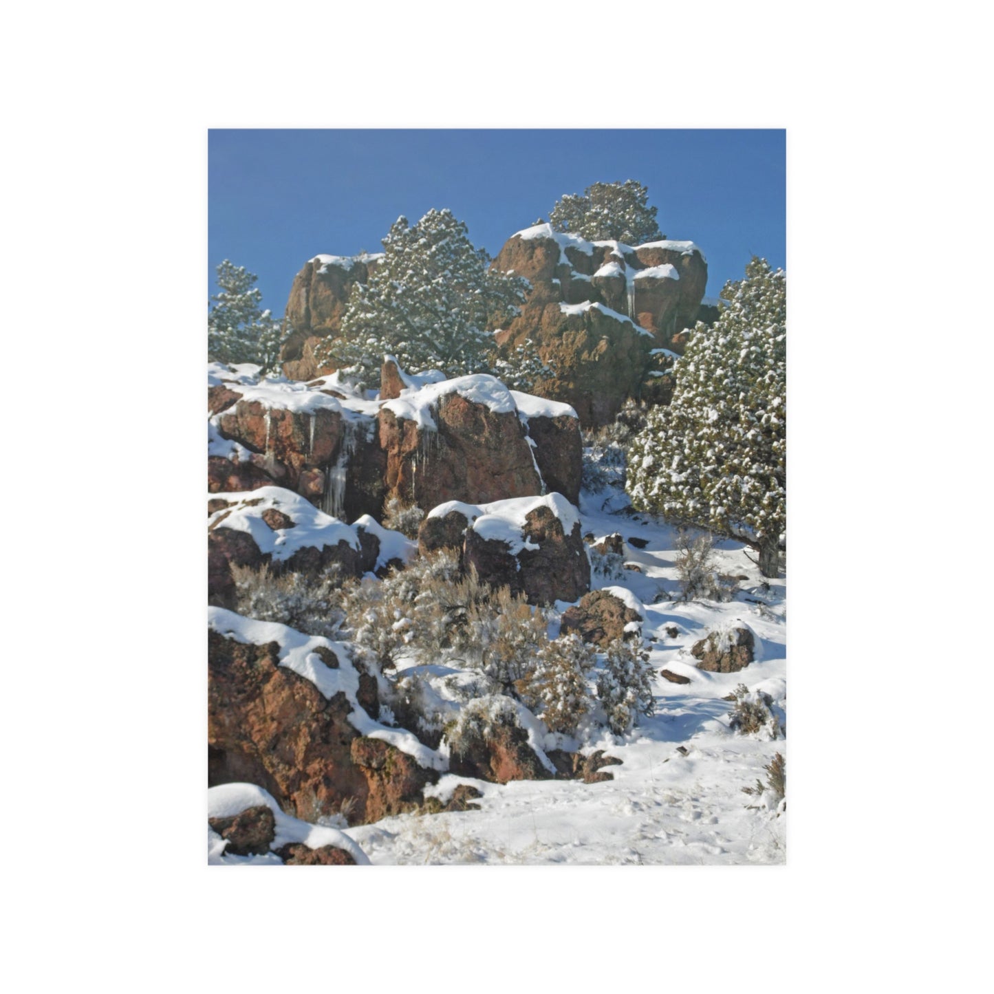Icicle Rocks Satin Posters