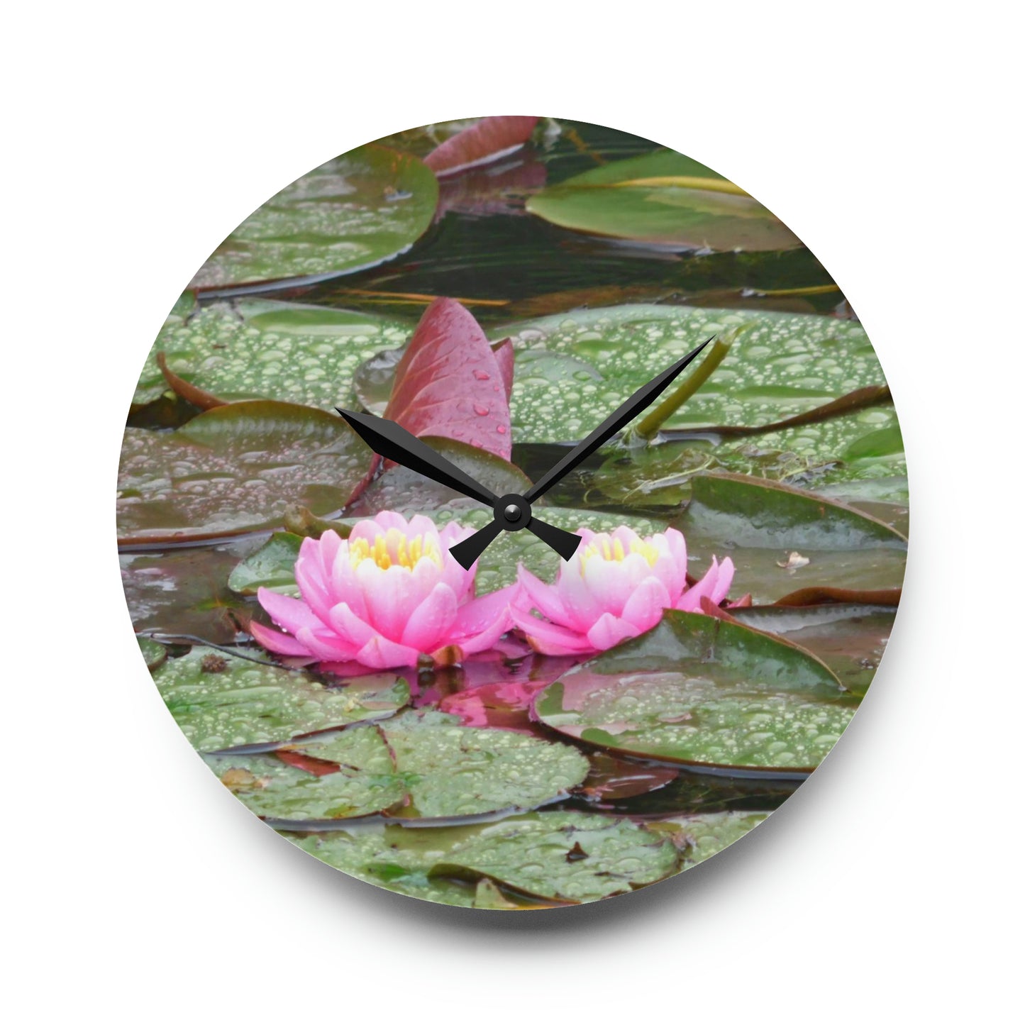 Water Lilies Acrylic Wall Clock