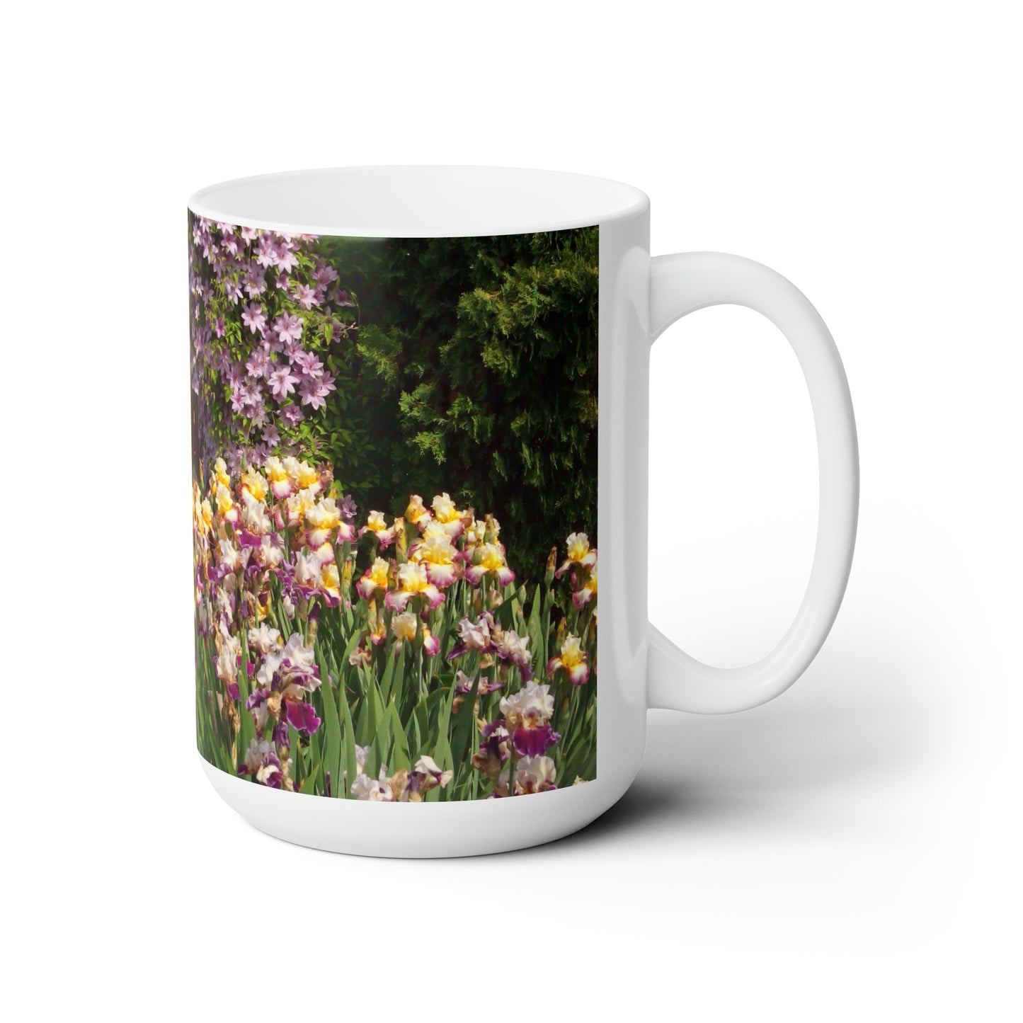 Sunny Iris Garden Ceramic Mug 15oz