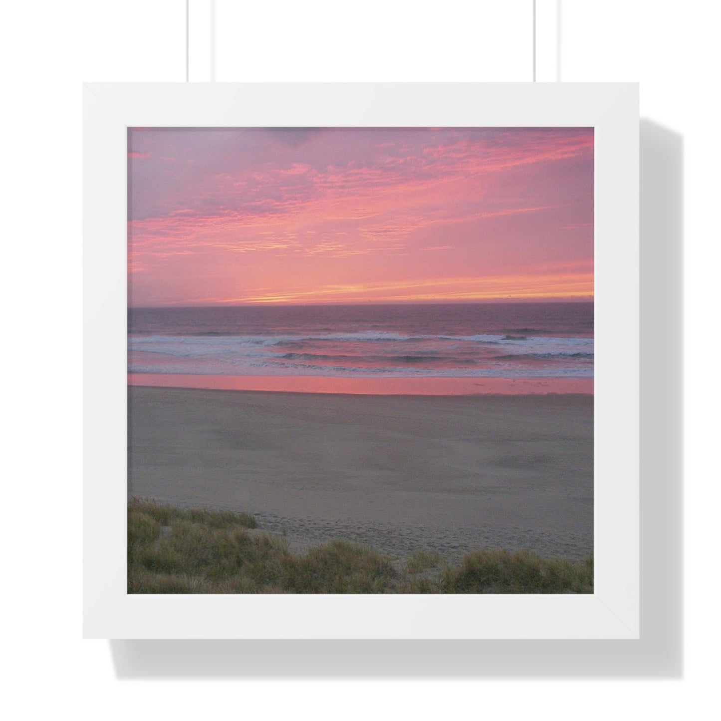 Pink Ocean Sunset Framed Horizontal Poster