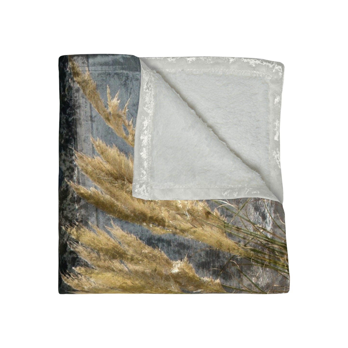 Golden Coastal Pampas Crushed Velvet Blanket