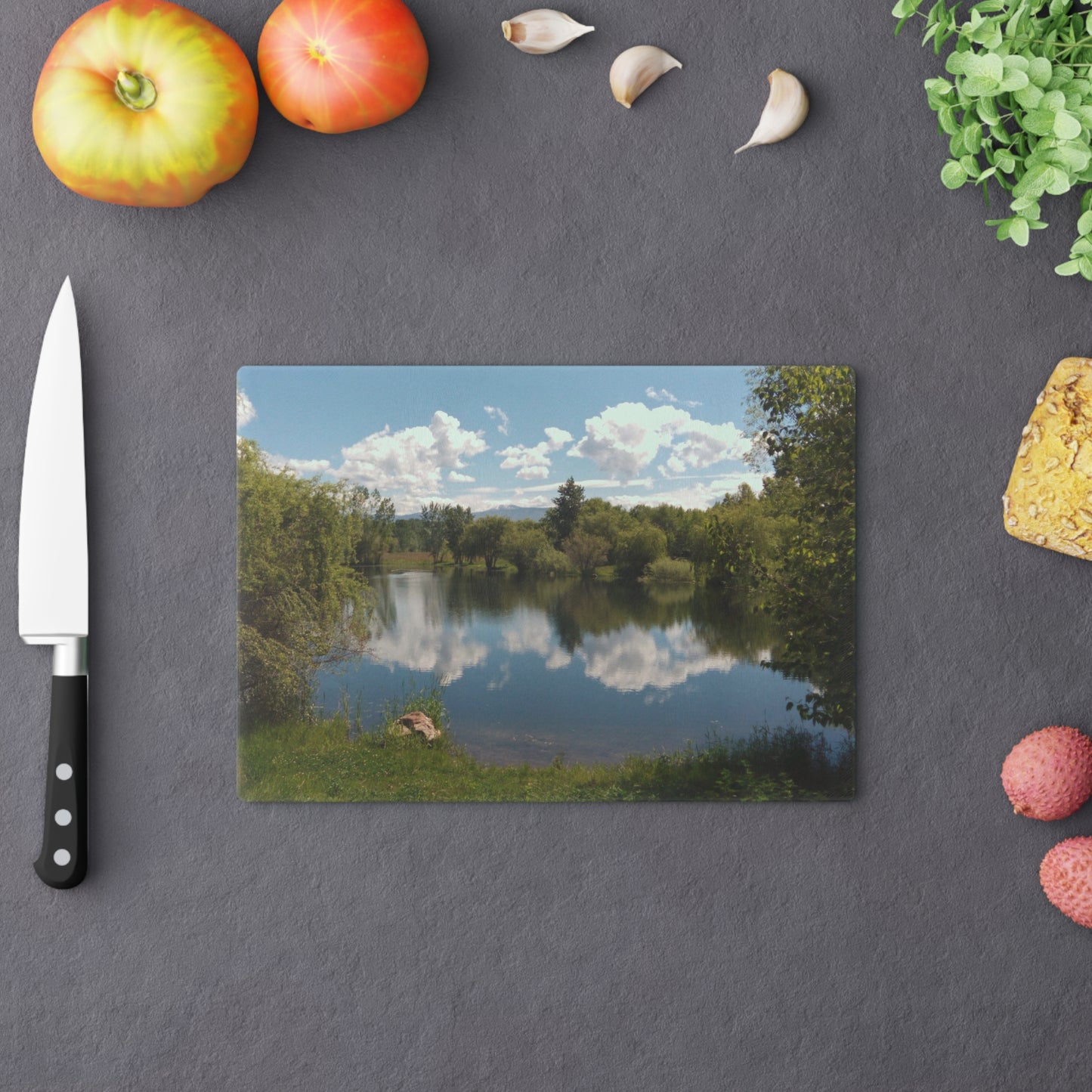 Peaceful Pond Cutting Board Dishwasher Safe