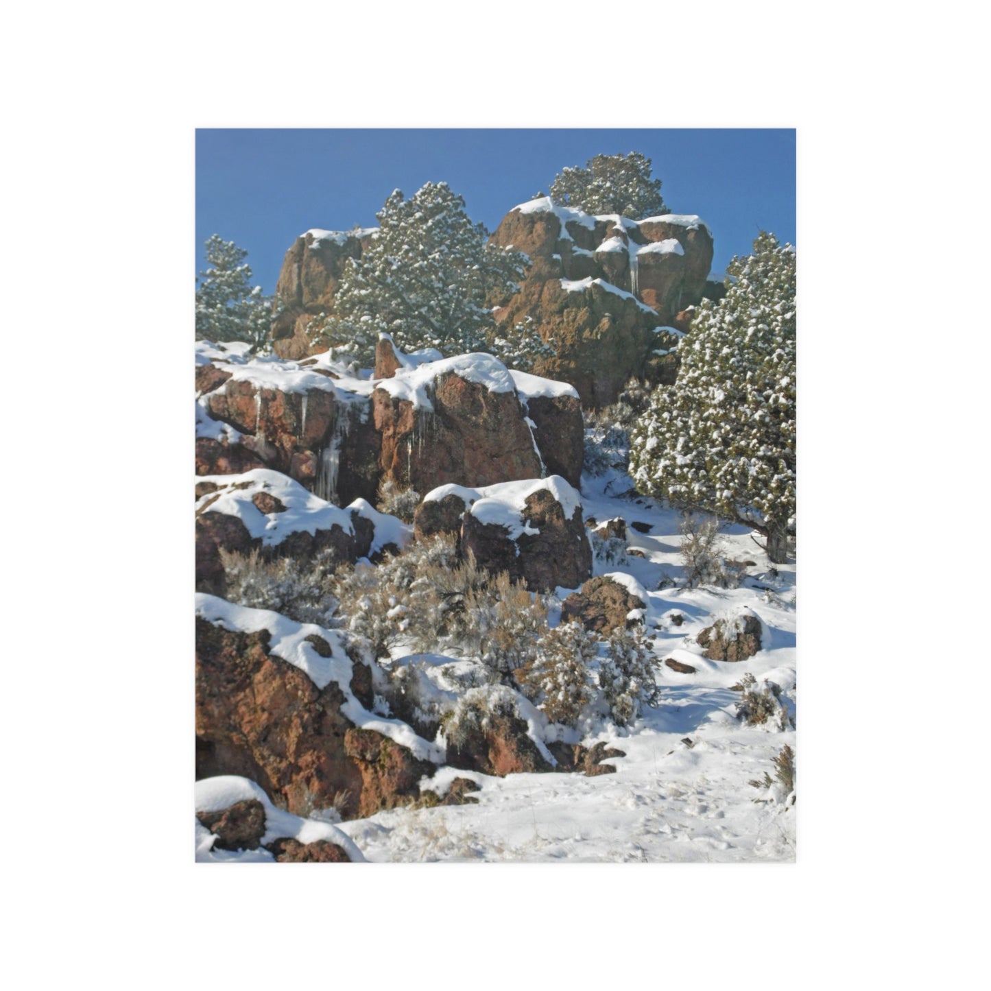 Icicle Rocks Satin Posters