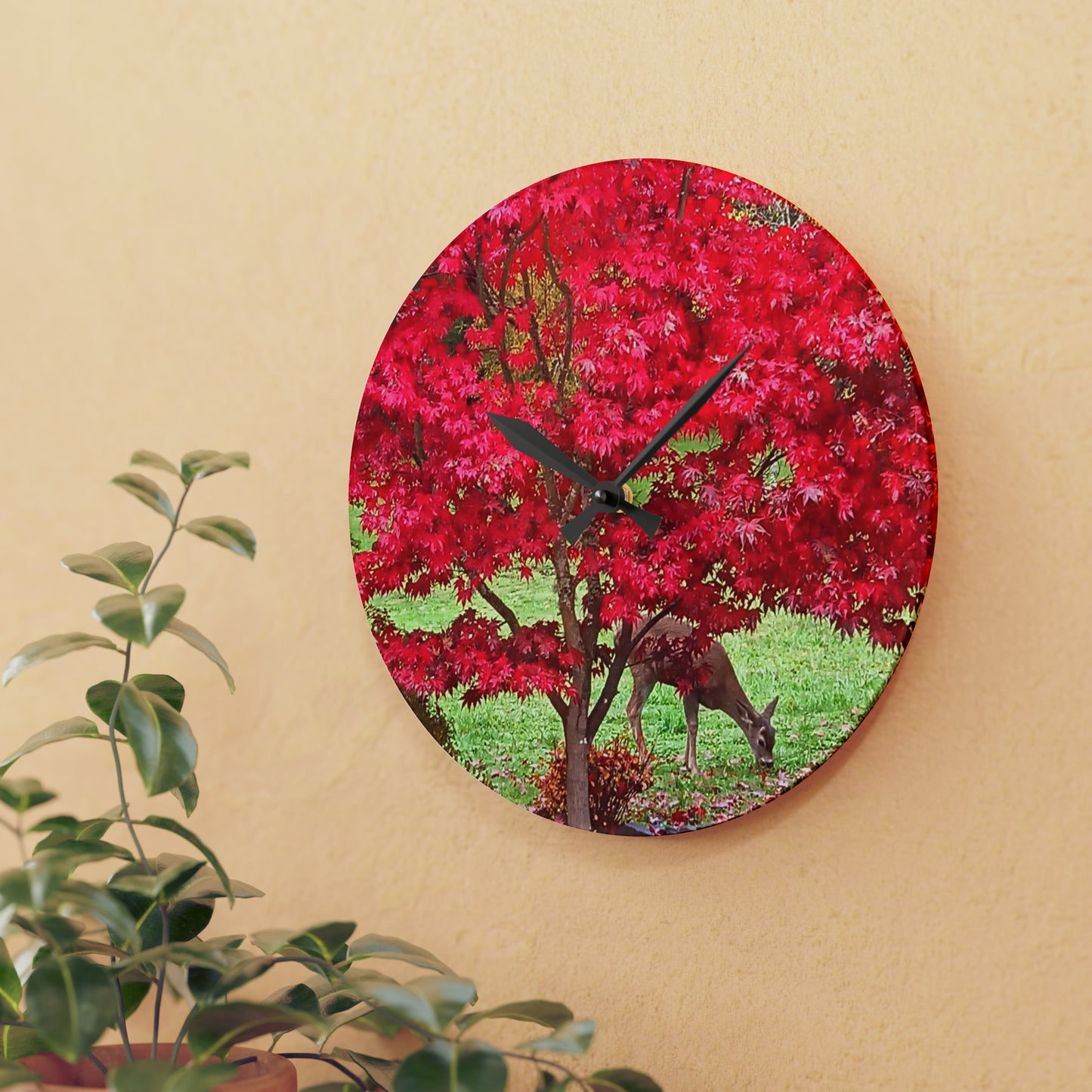 Autumn Deer Acrylic Wall Clock