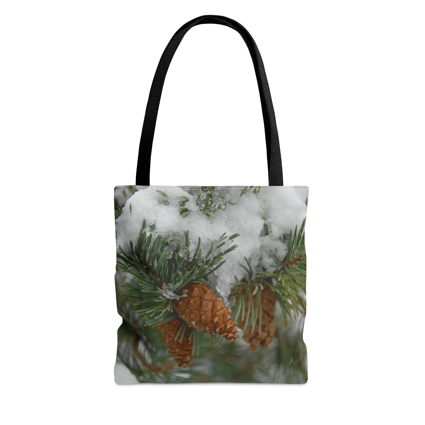 Snowy Fir Cones Tote Bag