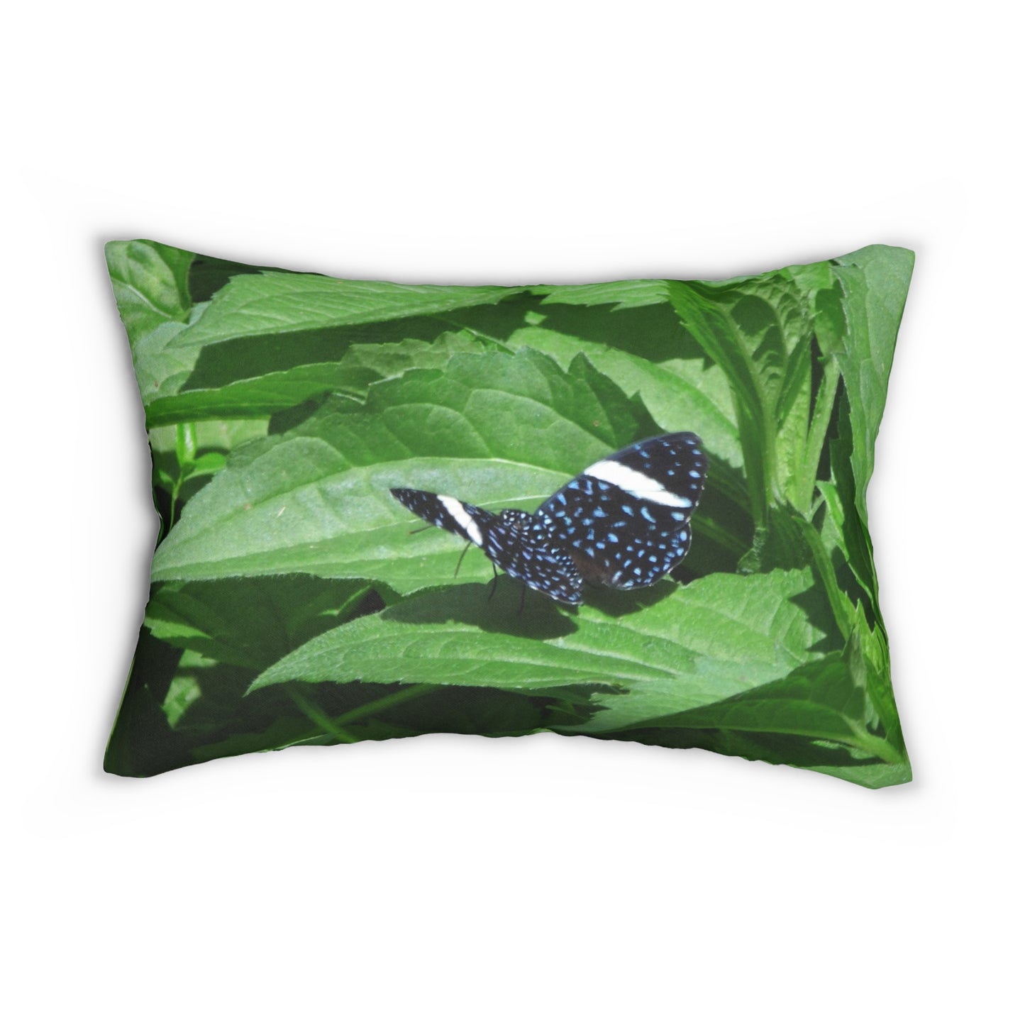 Sapphire Butterfly Spun Polyester Lumbar Pillow