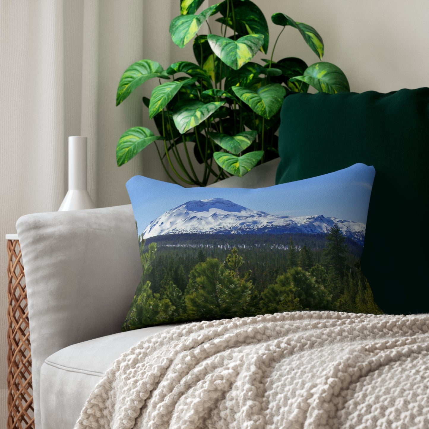 Winter South Sister Spun Polyester Lumbar Pillow