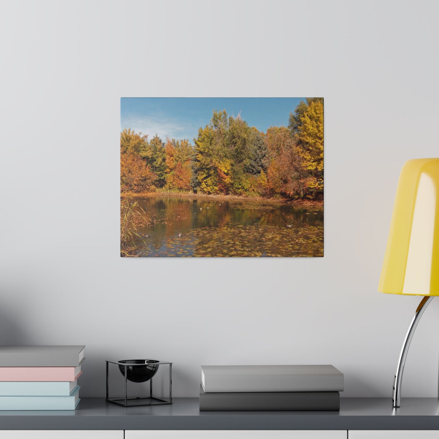 Autumn Duck Pond Matte Canvas