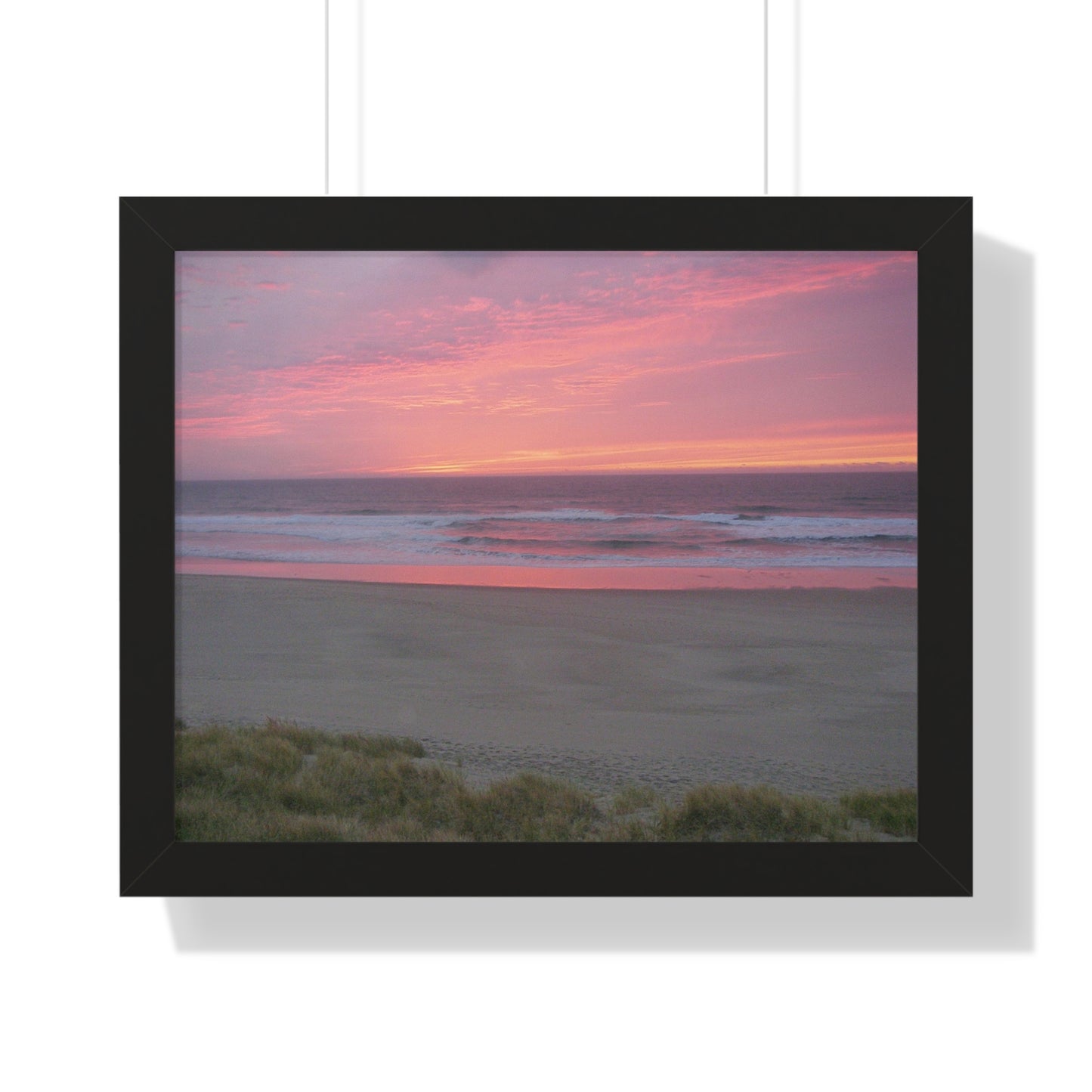 Pink Ocean Sunset Framed Horizontal Poster