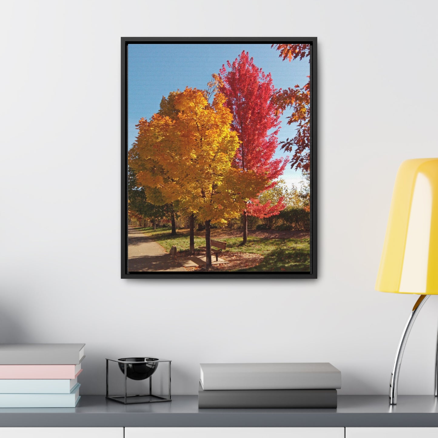 Autumn Bench Gallery Canvas Wraps Framed