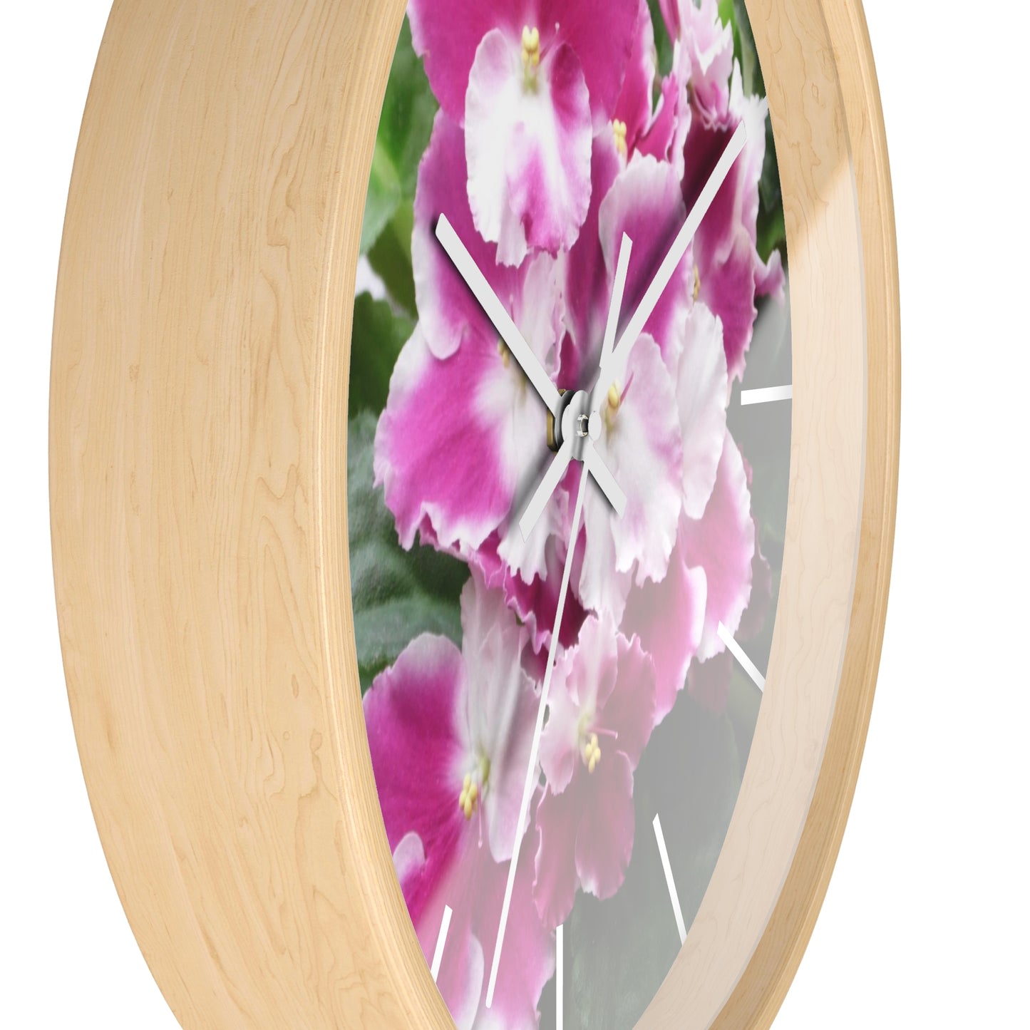 African Violet Framed Wall Clock