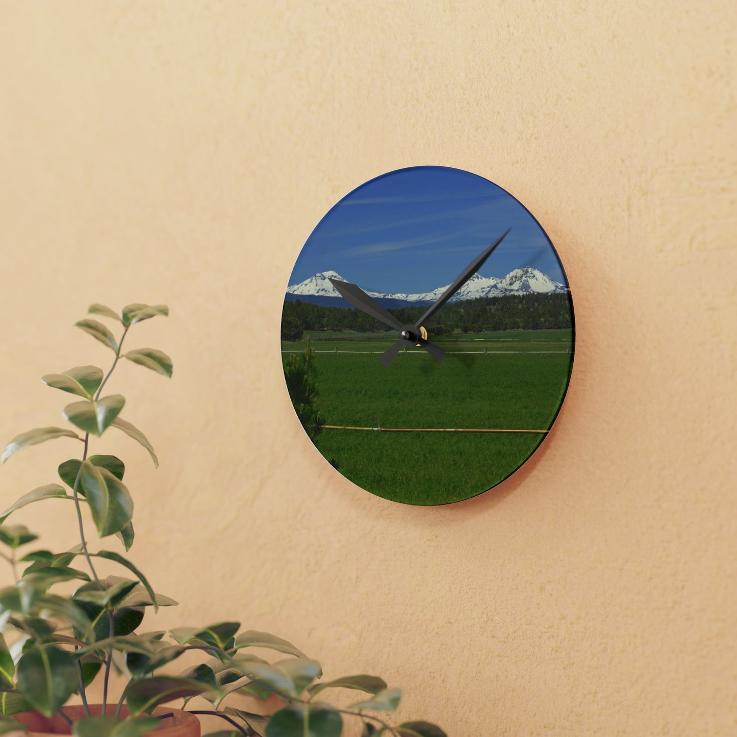 Mountain Pasture Acrylic Wall Clock