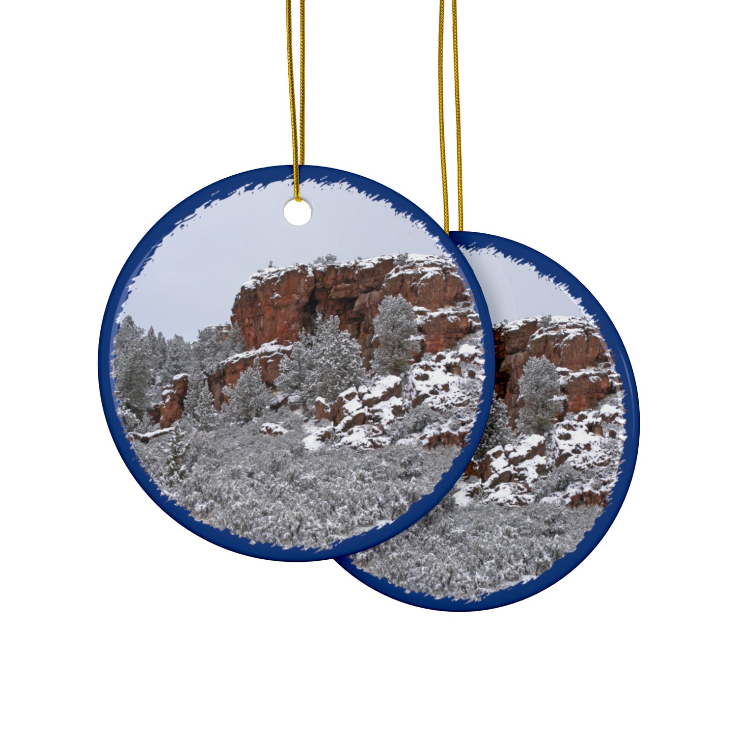 Winter Cliff Ceramic Ornaments
