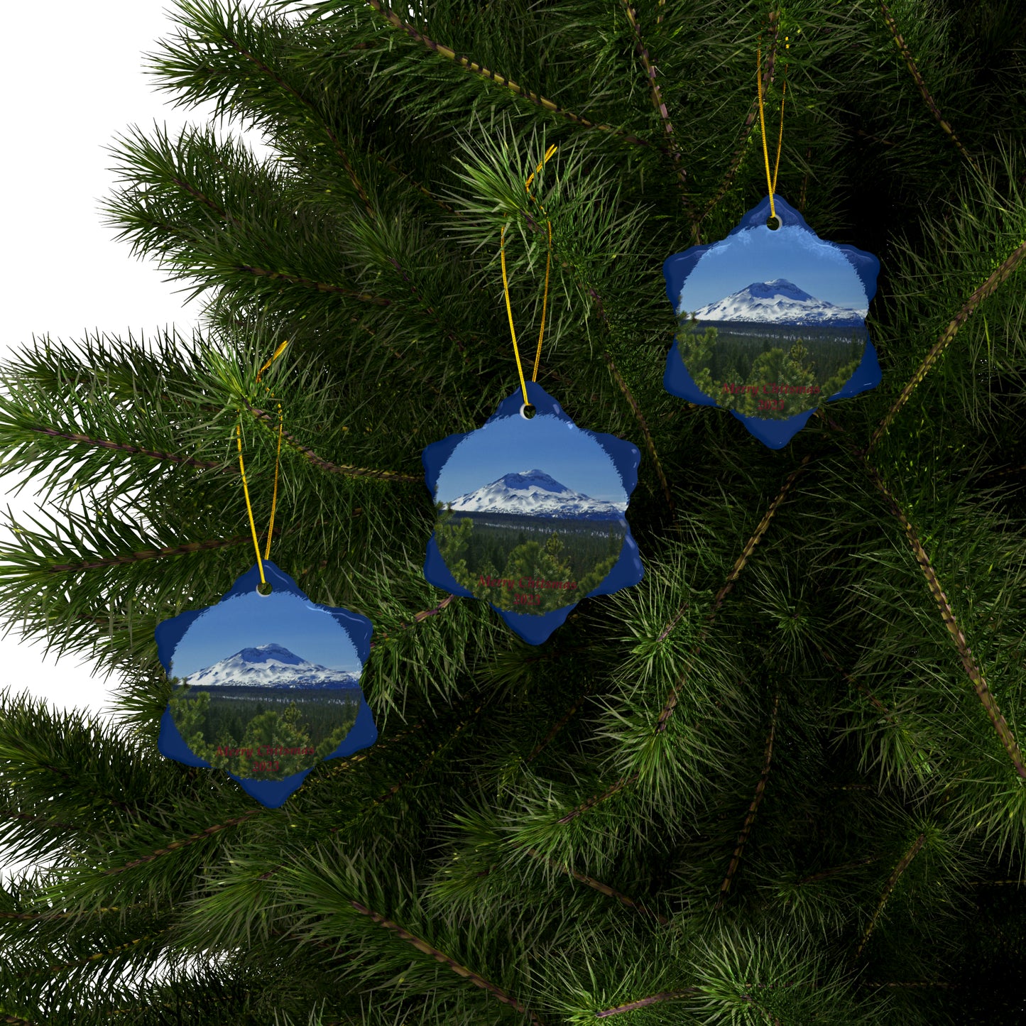 Winter South Sister Merry Christmas 2023 Ceramic Ornaments