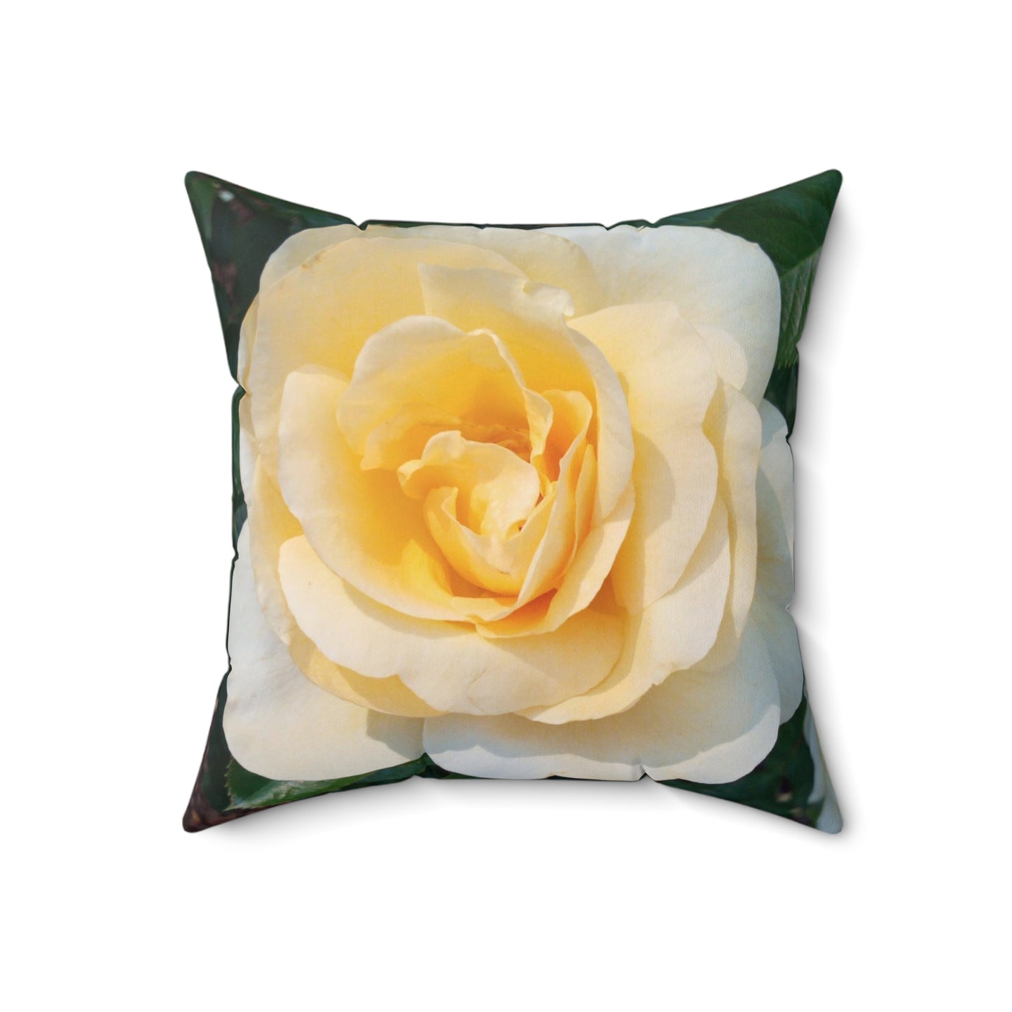 Cream Rose Spun Polyester Square Pillow