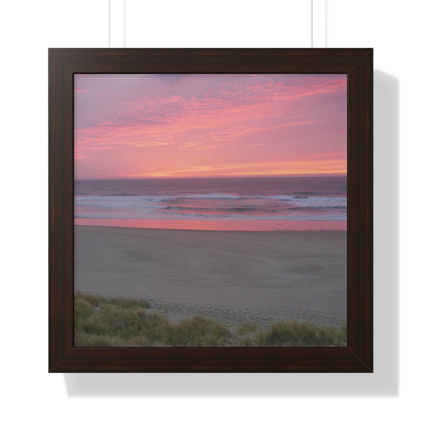 Pink Ocean Sunset Framed Horizontal Poster