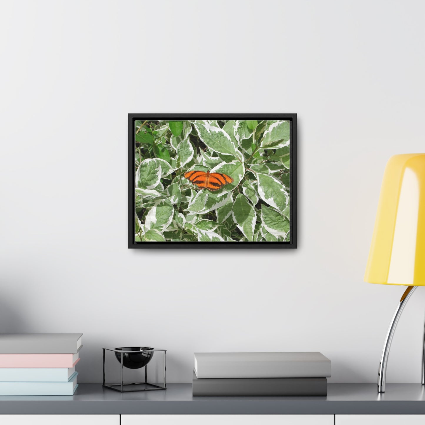 Leaves & Butterfly Gallery Canvas Wraps Framed