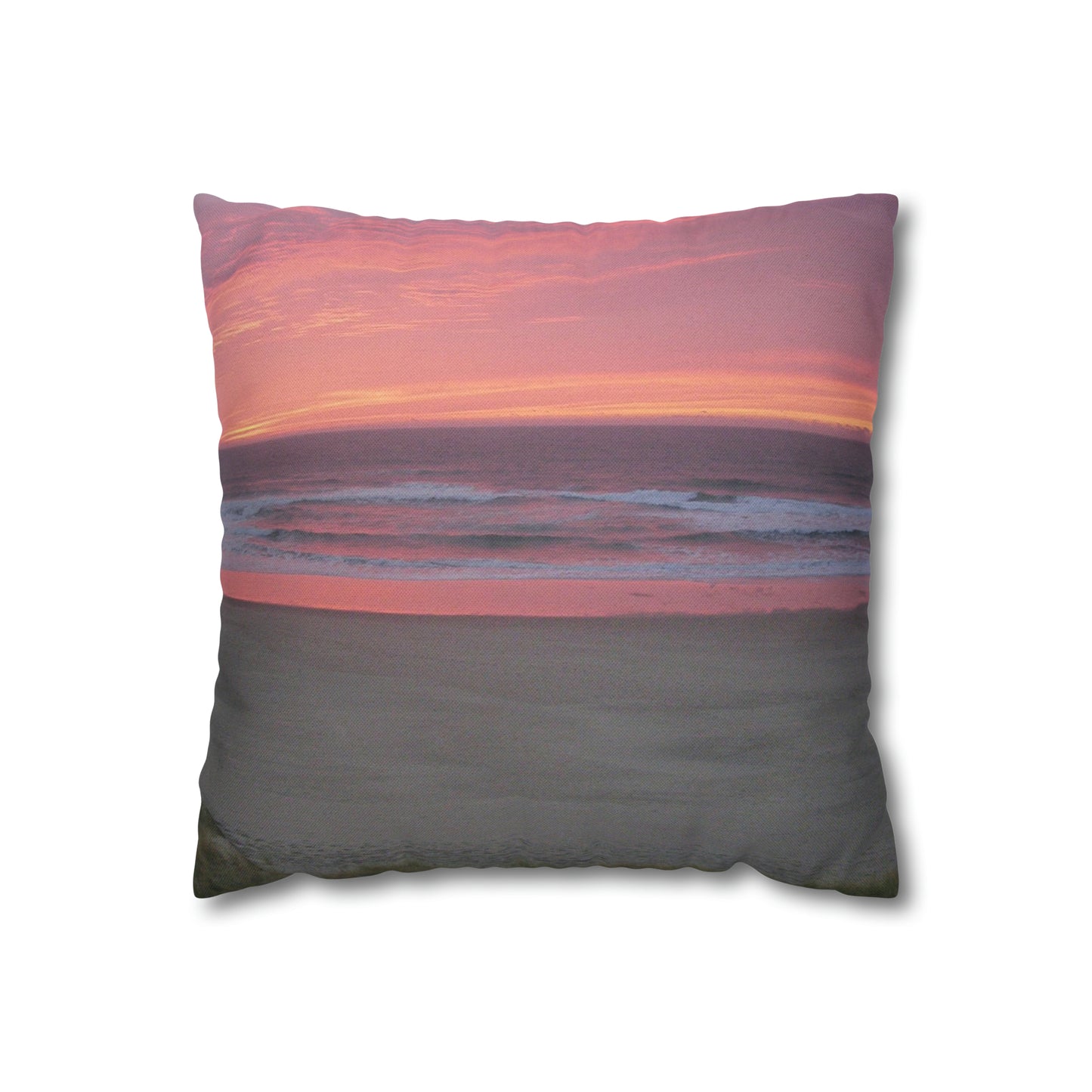 Pink Ocean Sunset Spun Polyester Pillow Case