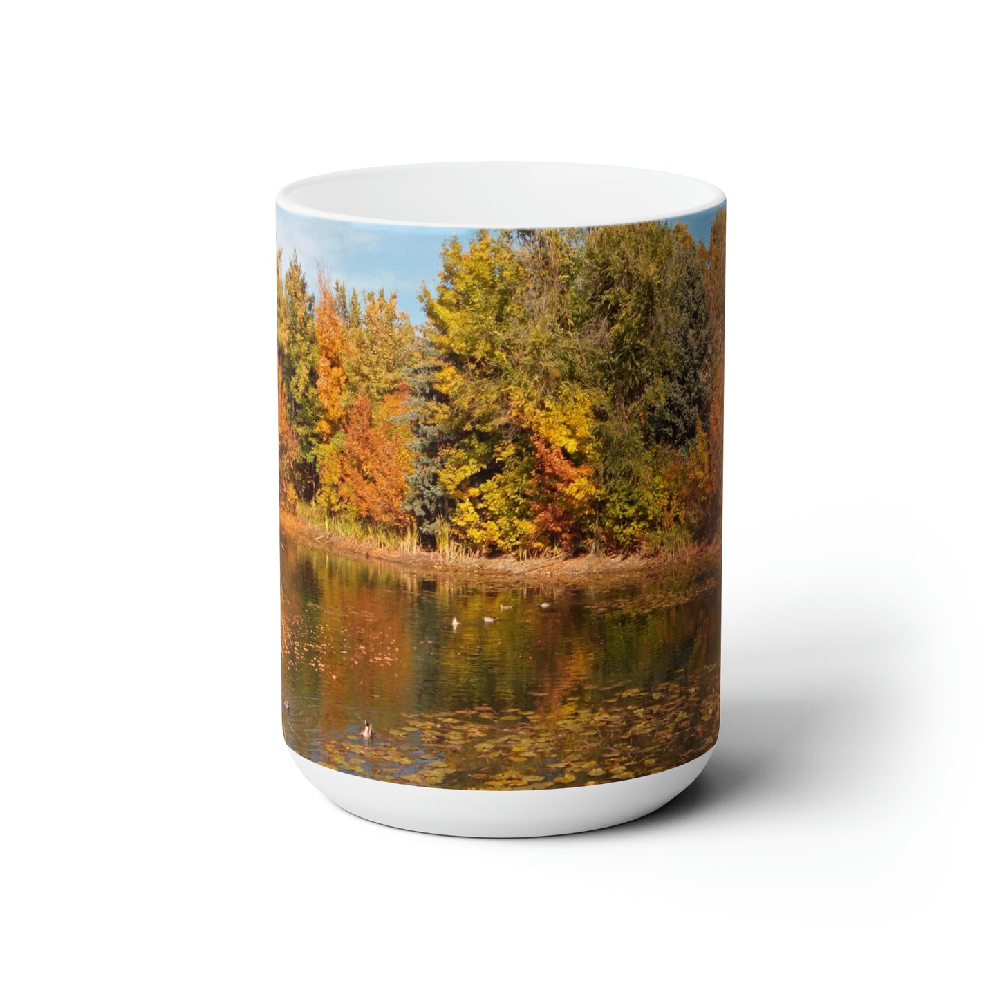Autumn Duck Pond Ceramic Mug 15oz