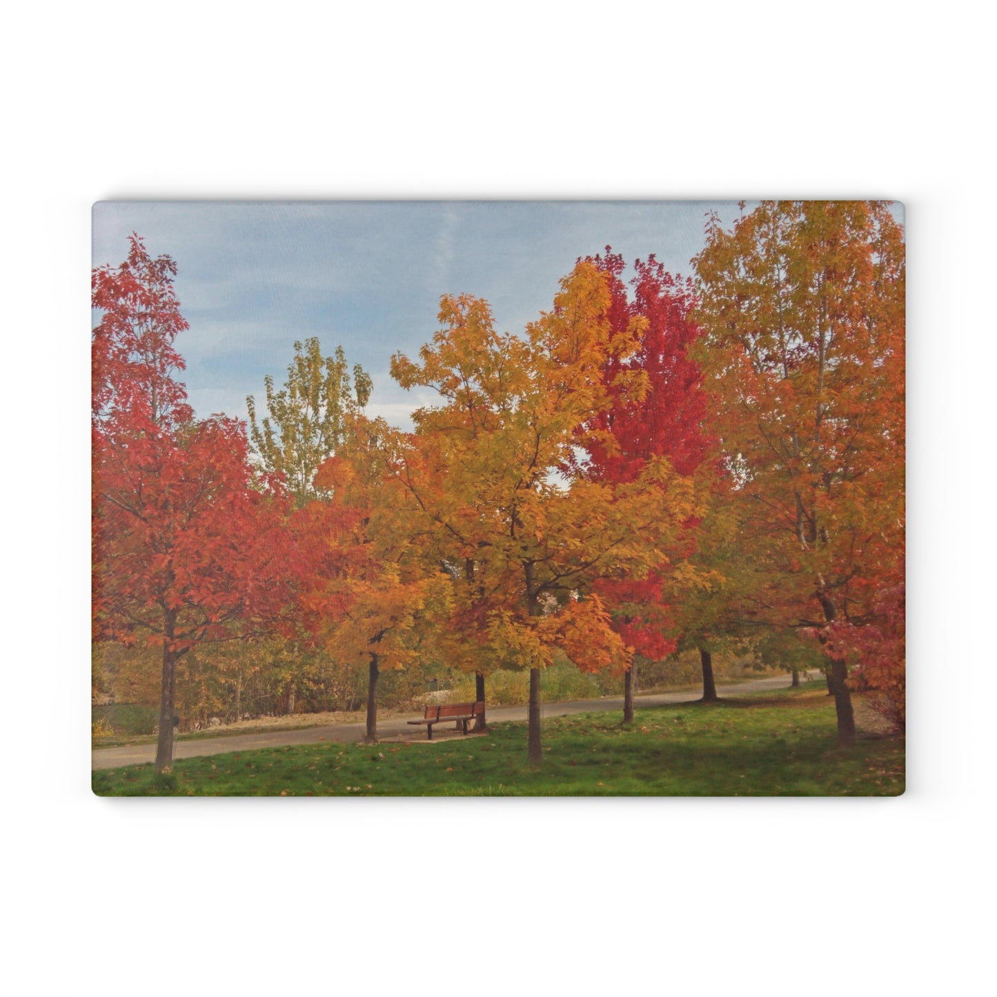 Autumn Serenity Glass Cutting Board Hand Wash