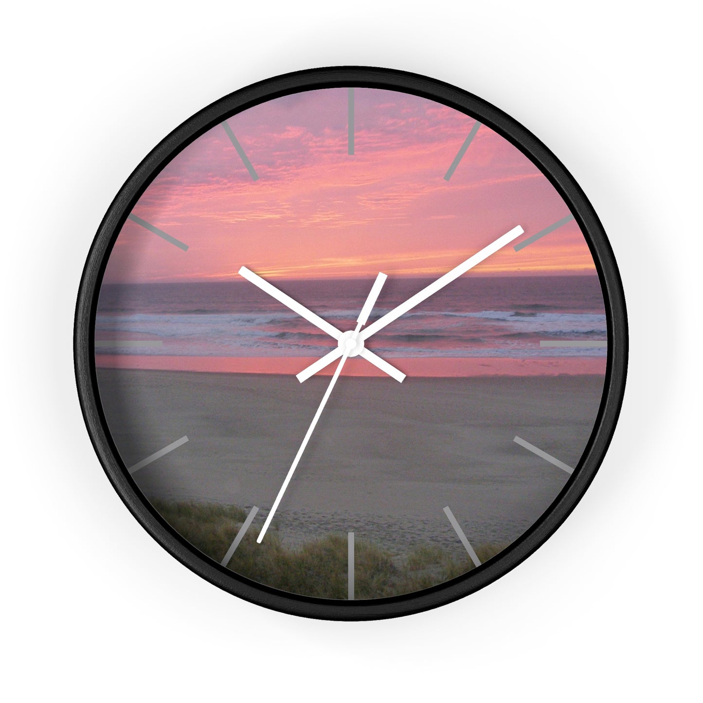 Pink Ocean Sunset Framed Wall Clock