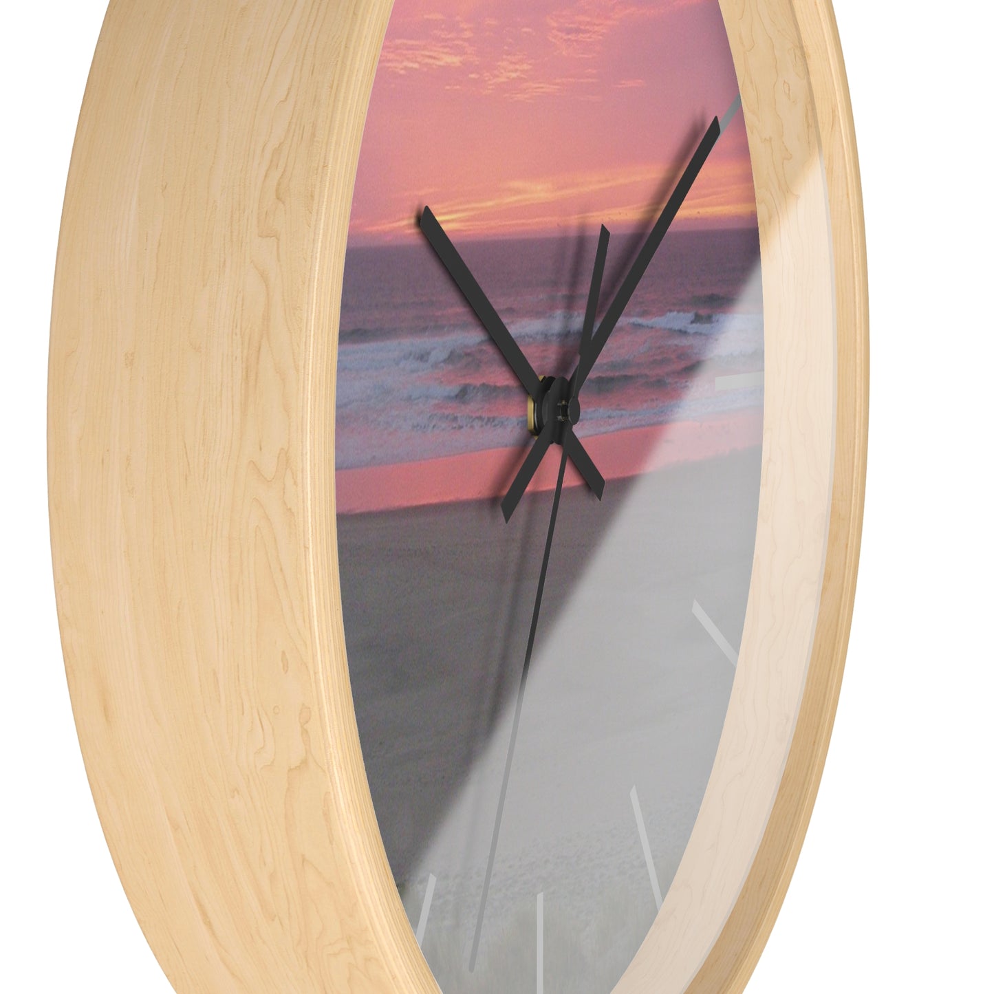 Pink Ocean Sunset Framed Wall Clock