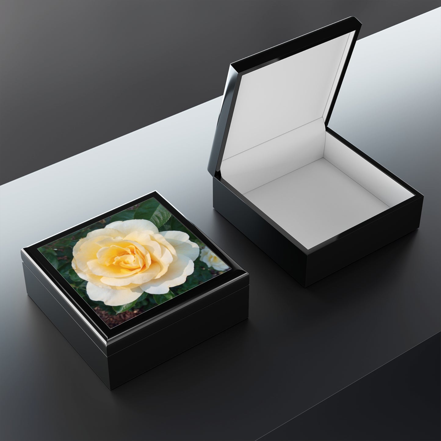 Cream Rose Jewelry Box ~ 7.24"