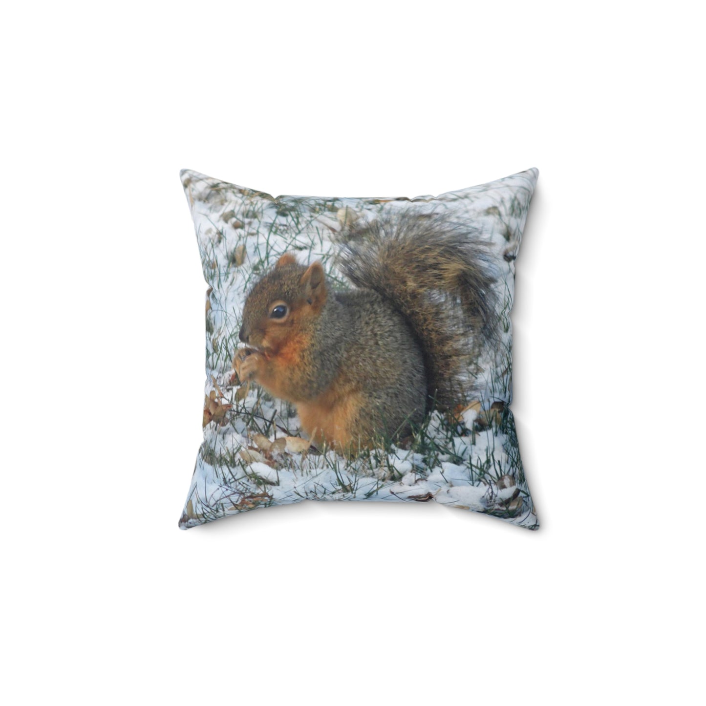 Winter Squirrel Spun Polyester Square Pillow