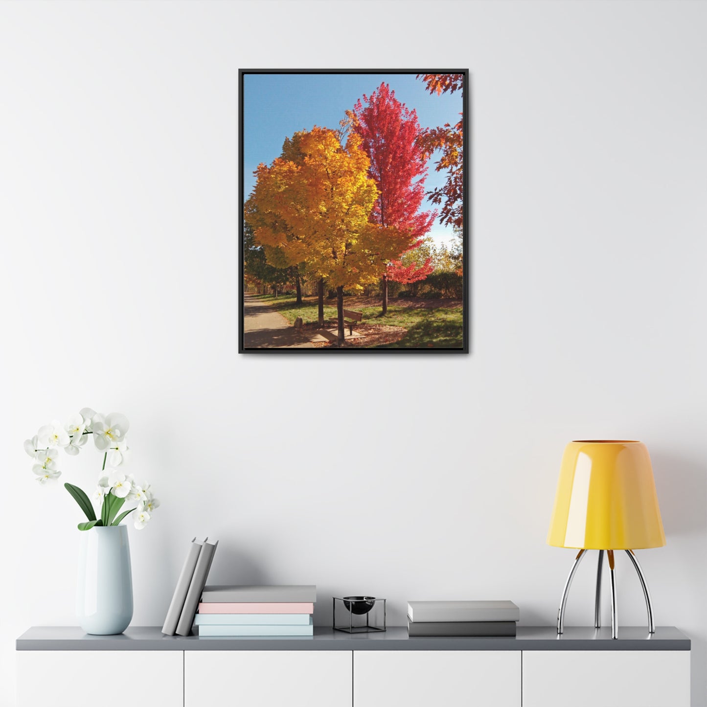 Autumn Bench Gallery Canvas Wraps Framed