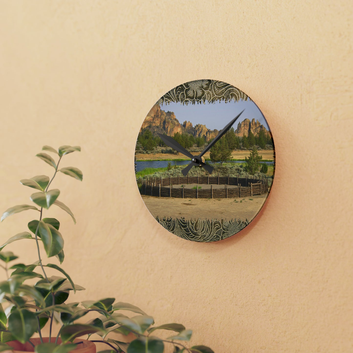 Scenic Round Pen Acrylic Wall Clock