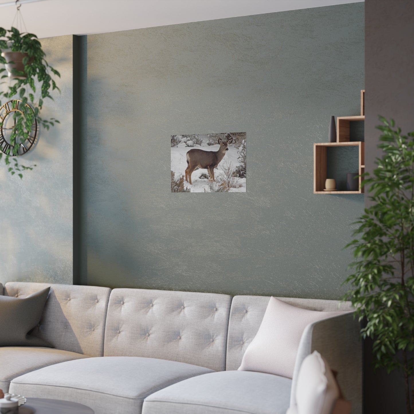 Snowy Deer Satin Posters