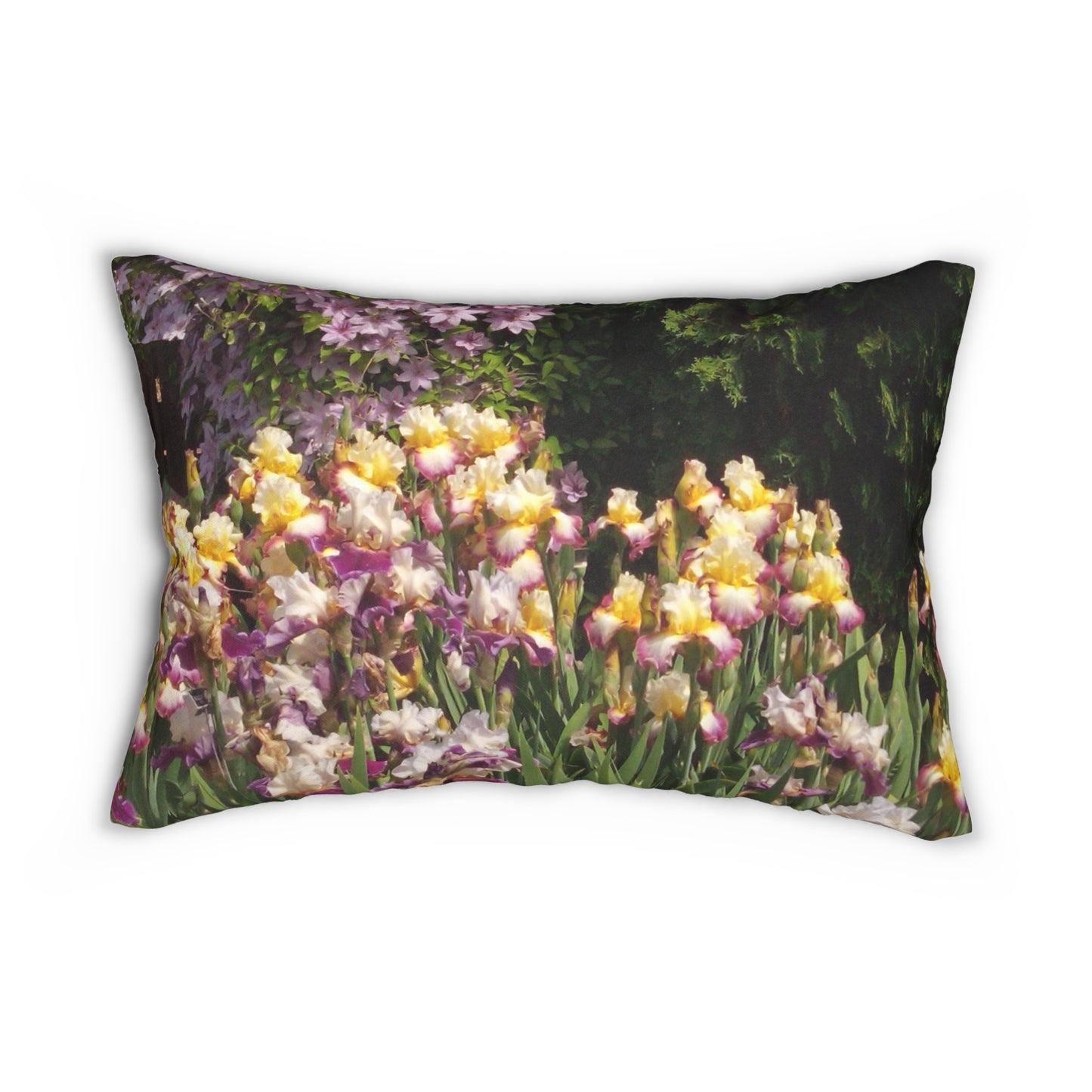 Sunny Iris Garden Spun Polyester Lumbar Pillow