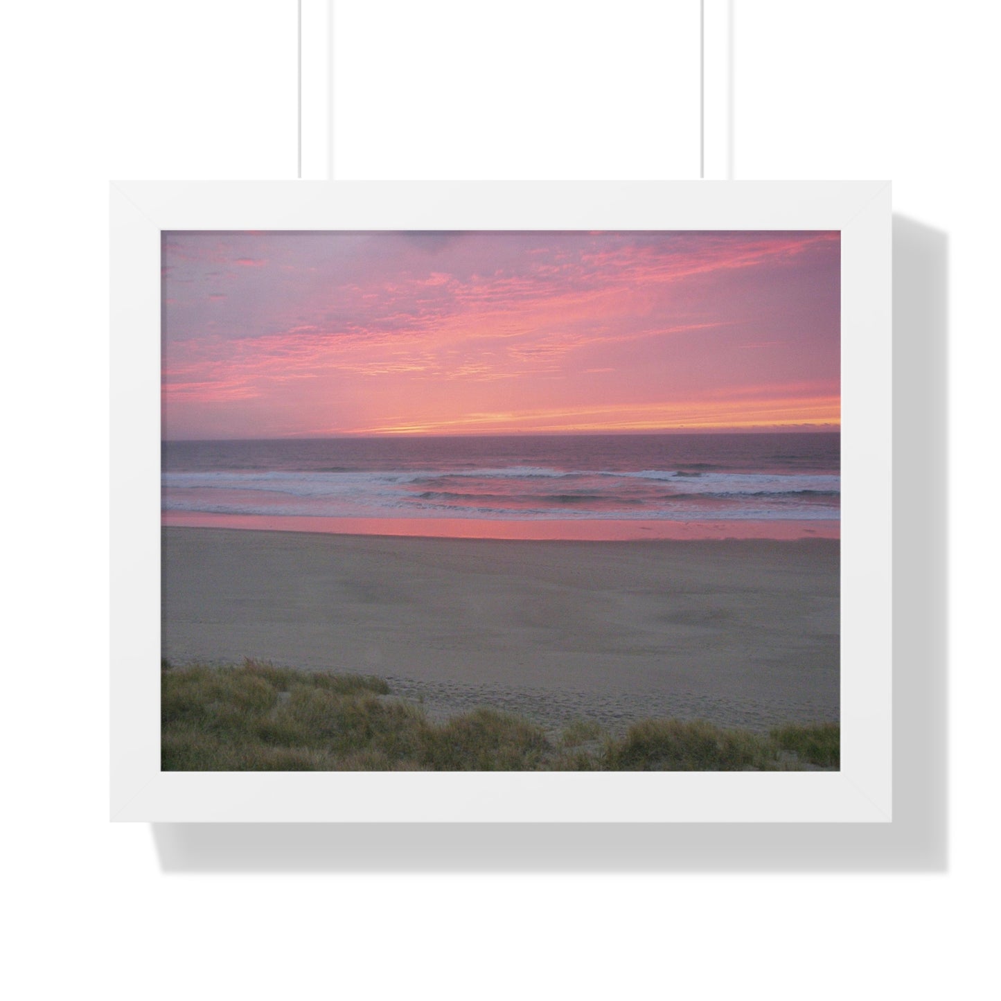 Pink Ocean Sunset Framed Horizontal Poster