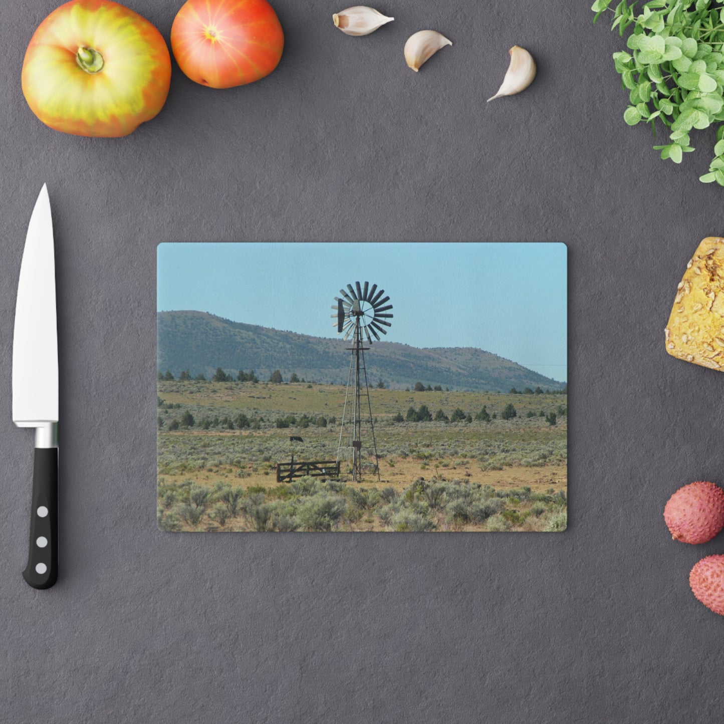 High Desert Windmill Cutting Board Dishwasher Safe