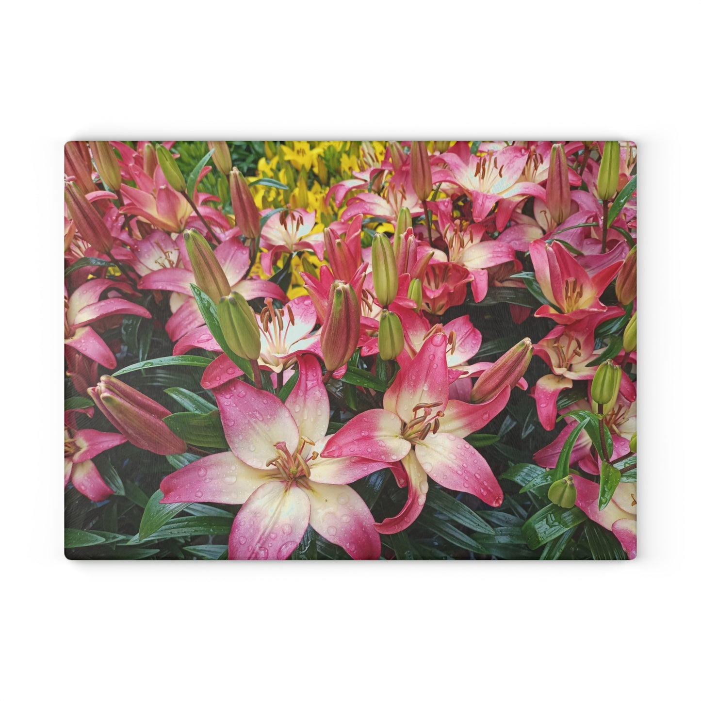 Lovely Lilies Glass Cutting Board Hand Wash