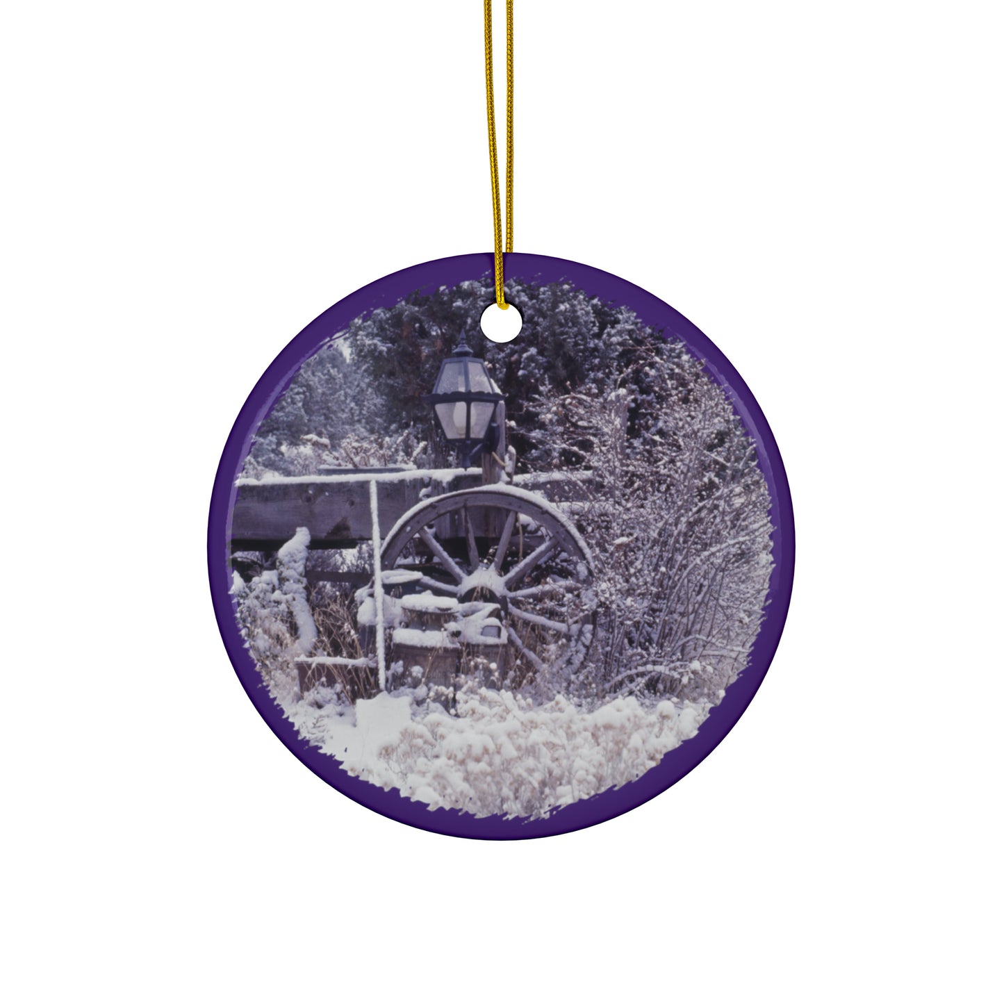 Vintage Winter Wagon Ceramic Ornaments