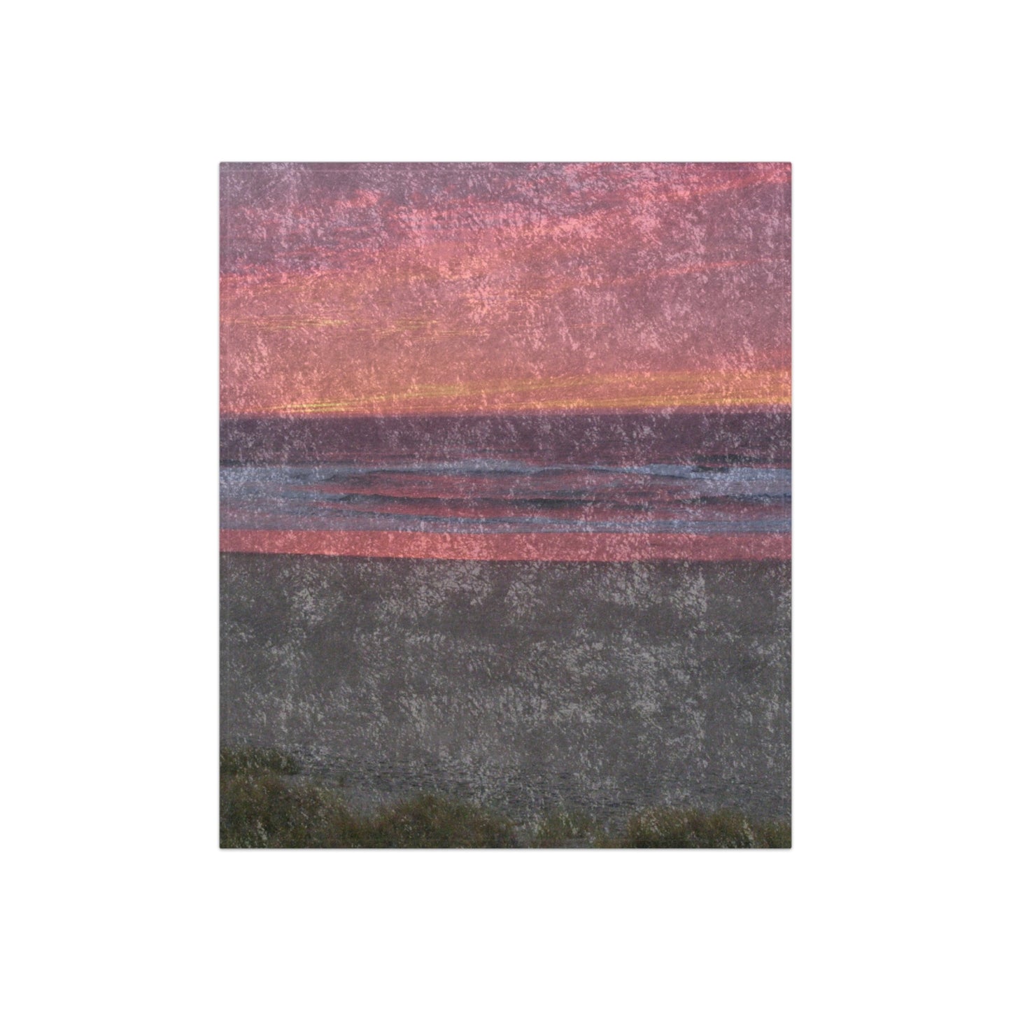 Pink Ocean Sunset Crushed Velvet Blanket Vertical