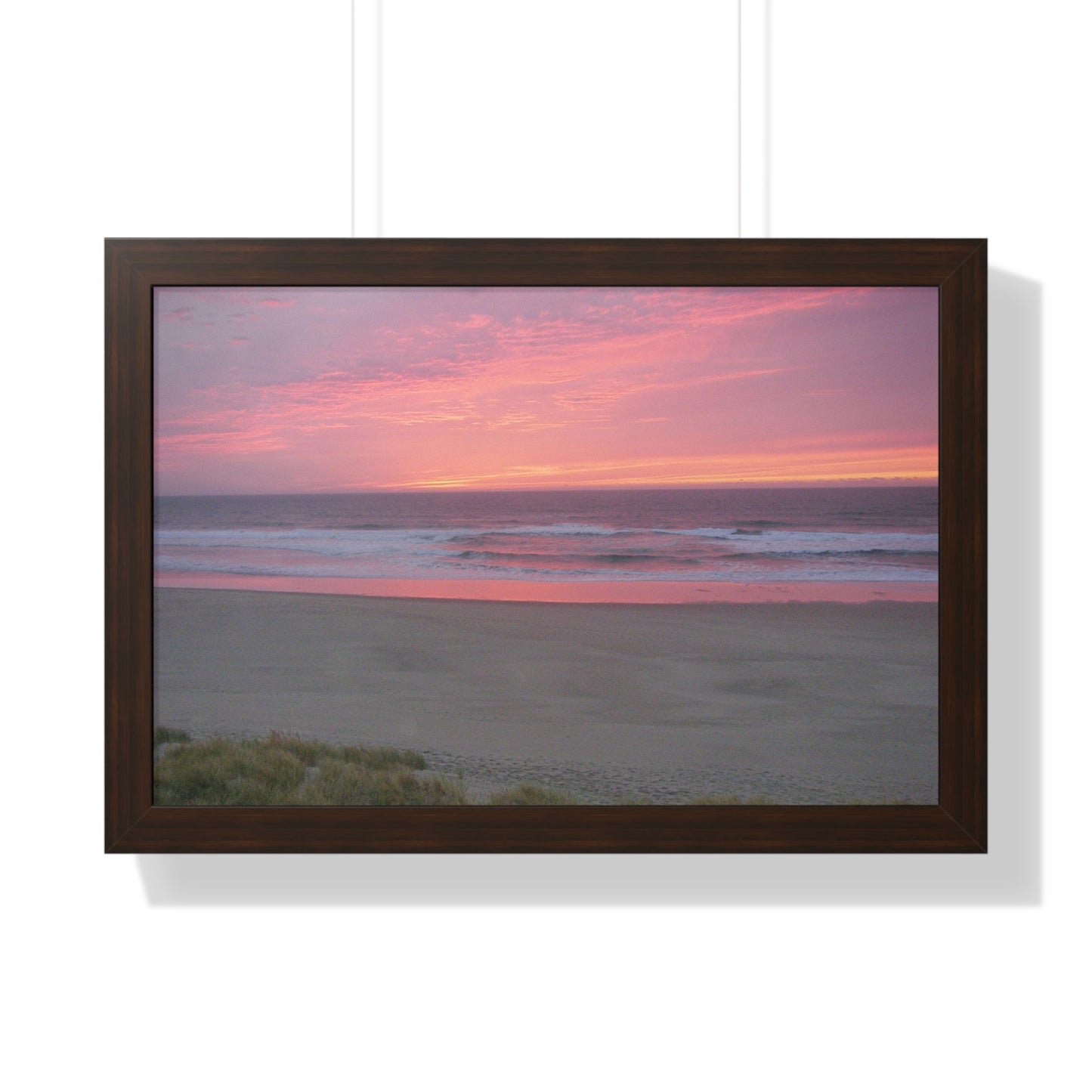 Pink Ocean Sunset Framed Horizontal Poster