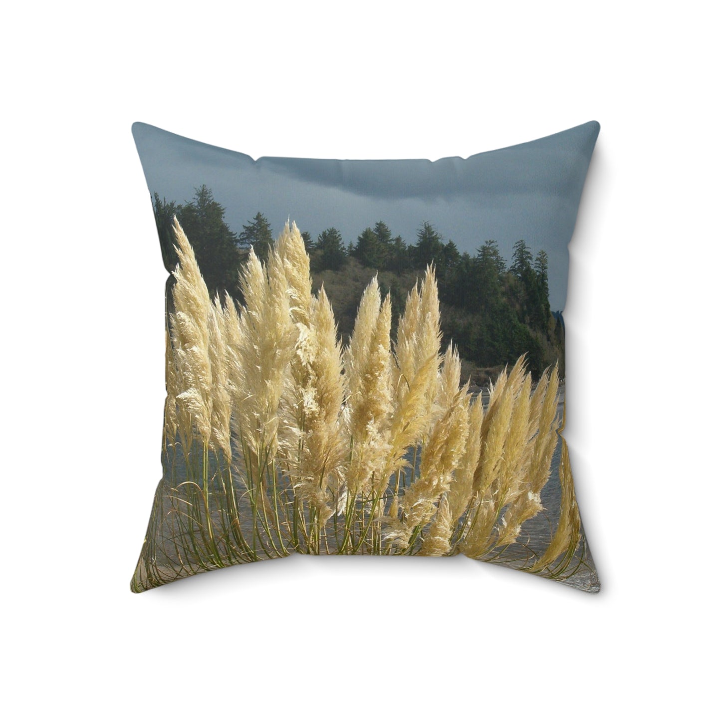 Golden Coastal Pampas Spun Polyester Square Pillow