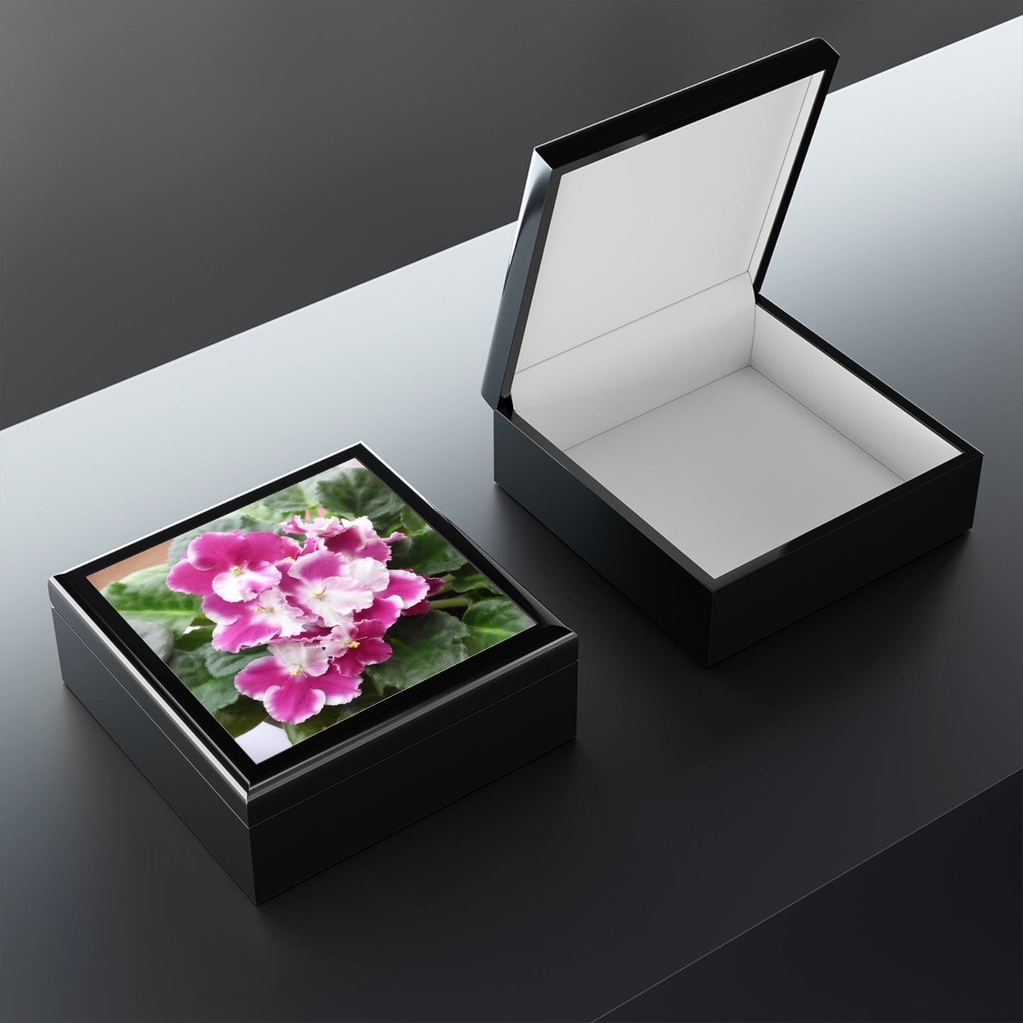 African Violet Jewelry Box ~ 7.24"