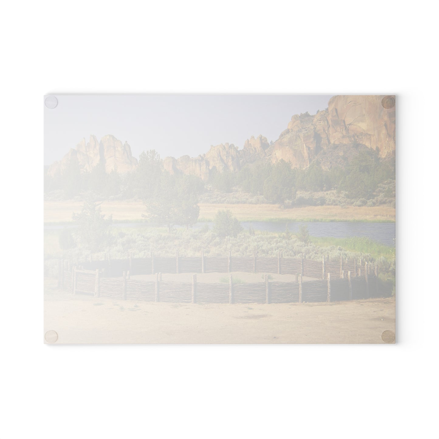 Scenic Round Pen Glass Cutting Board Hand Wash