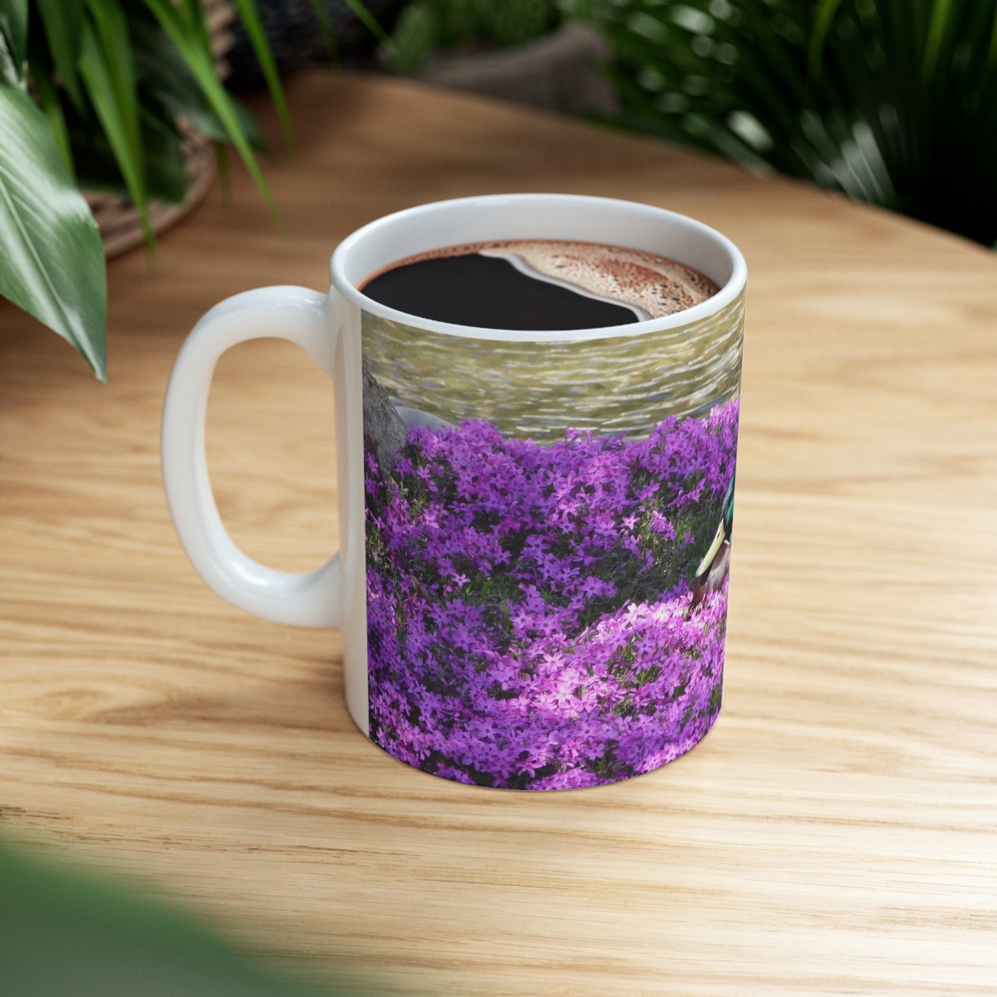 Duck Resting In Flowers Ceramic Mug 11oz