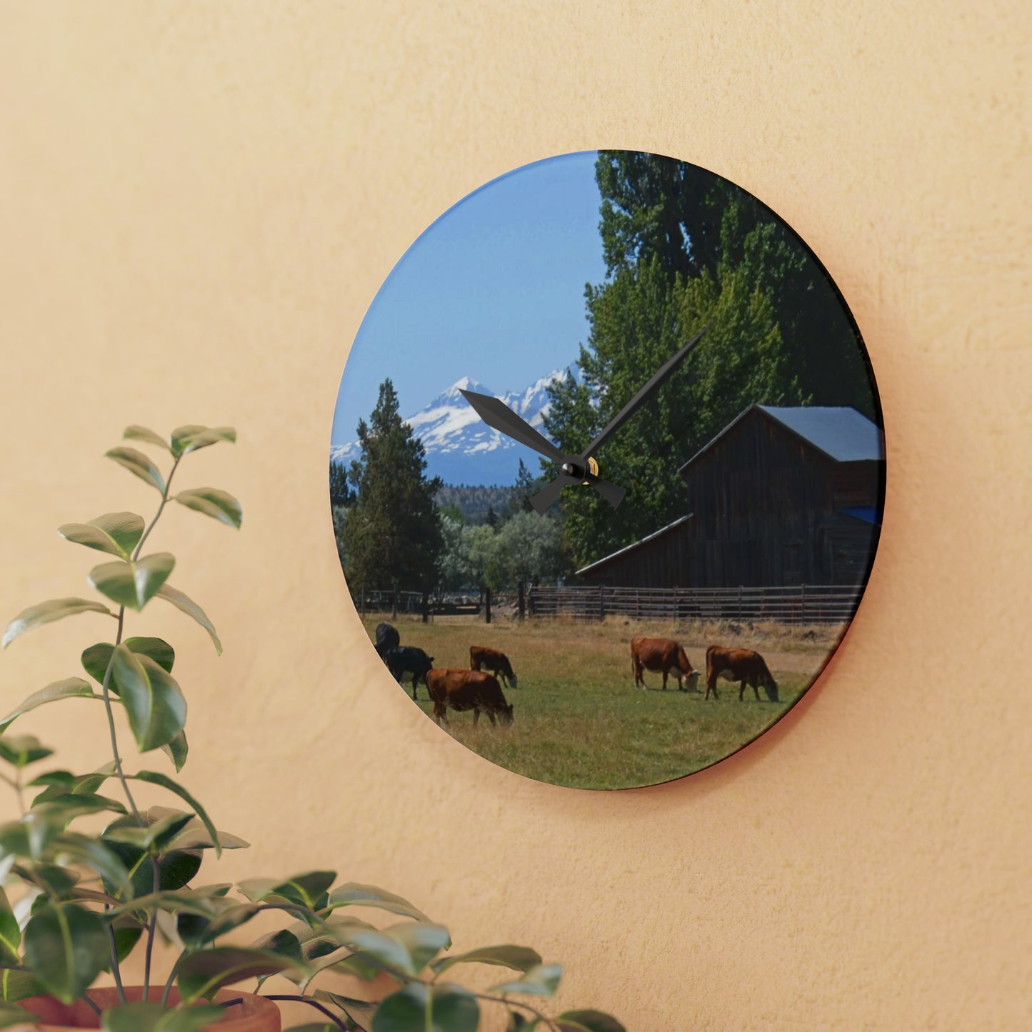 Picturesque Cattle Acrylic Wall Clock
