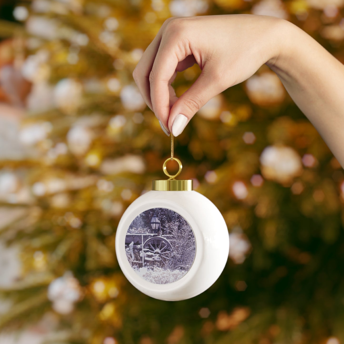 Vintage Winter Wagon Christmas Ball Ornament